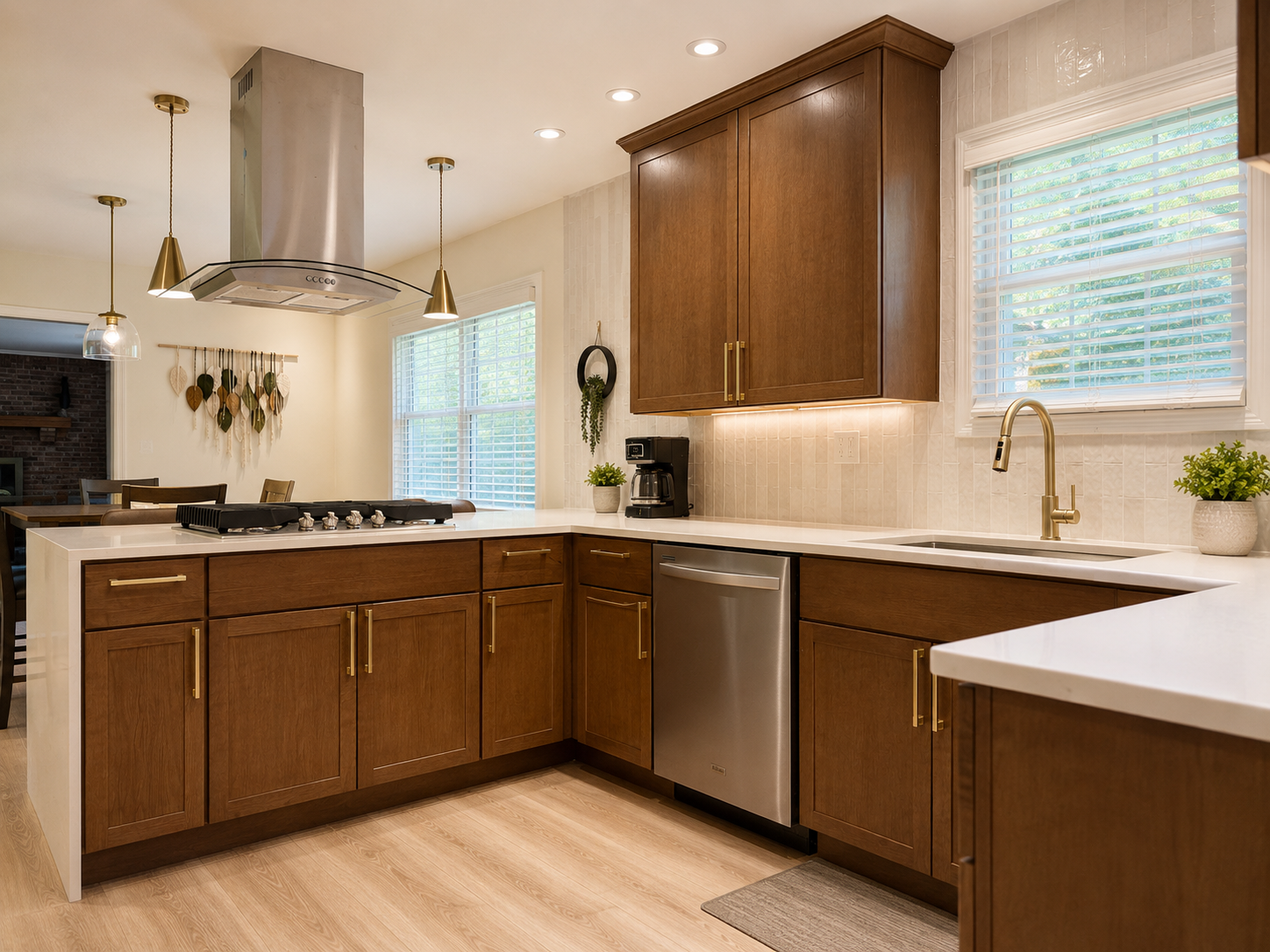 Bright modern kitchen with stylish finishes and spacious peninsula