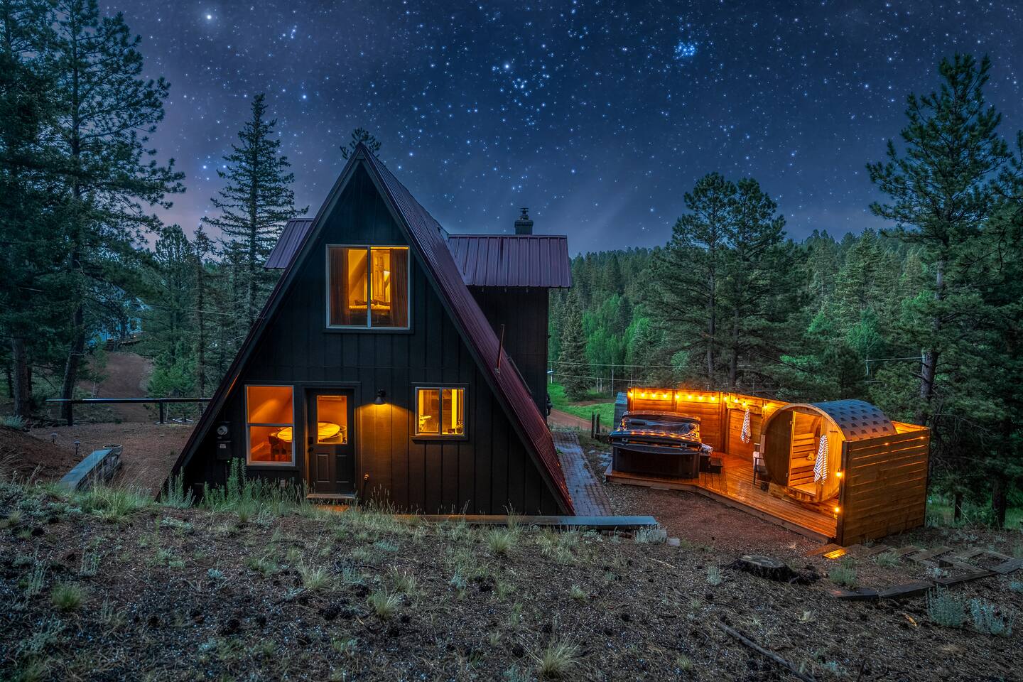 Forest A-Frame! Hot Tub, Sauna, Movie Room, Pets