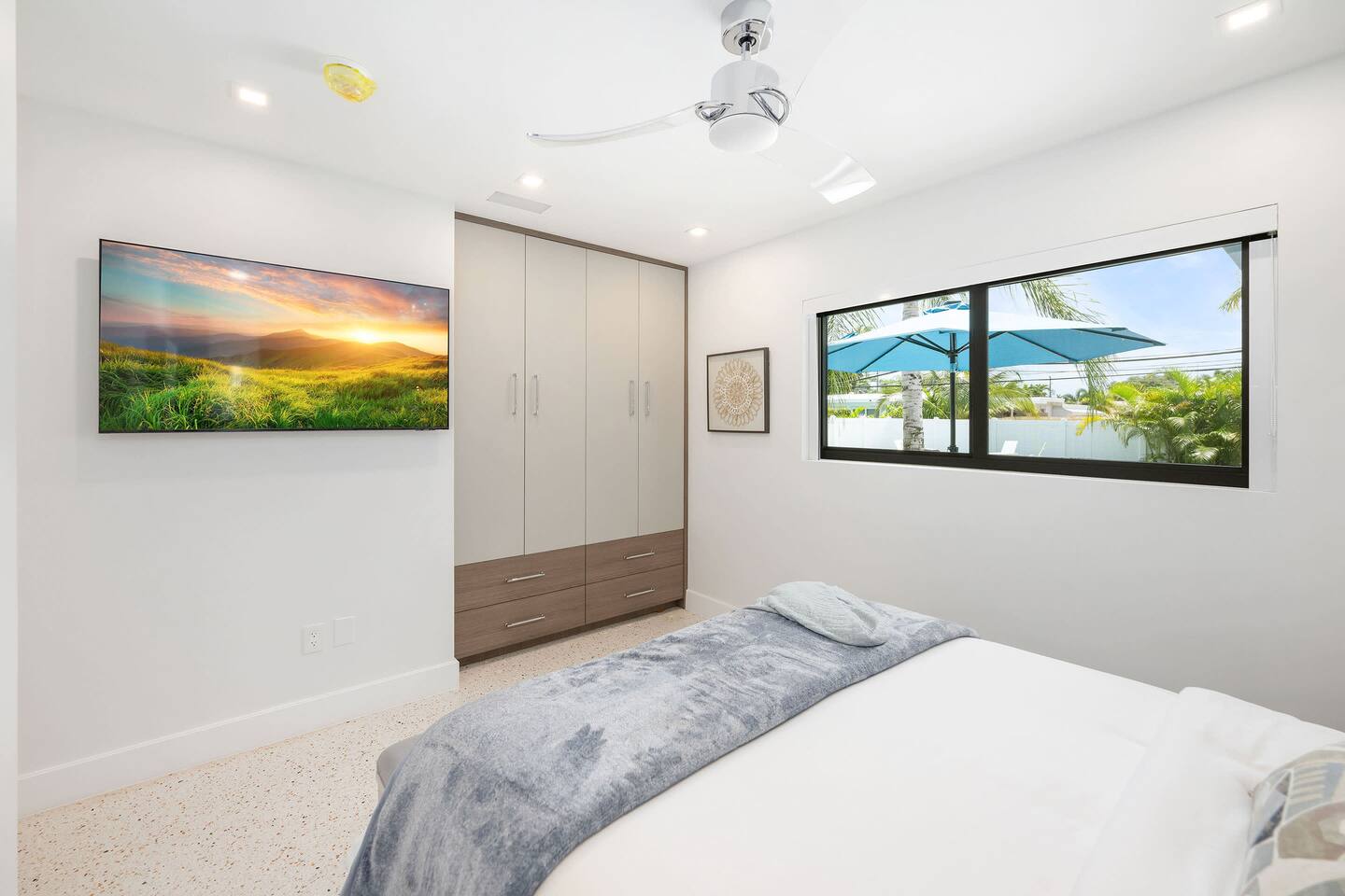 A wall-mounted Smart TV