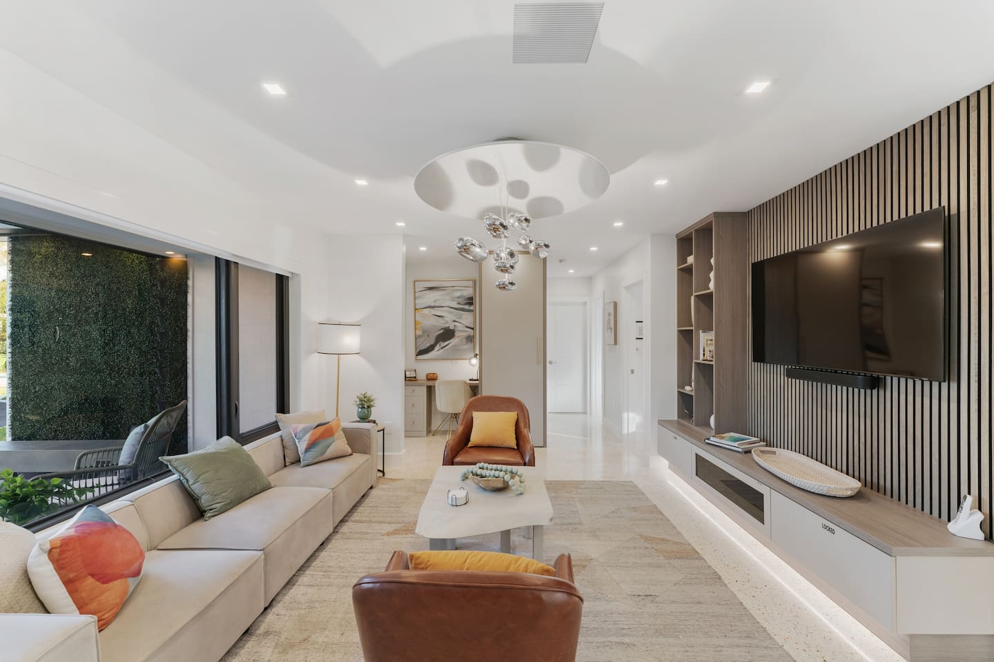 Clean lines, modern finishes, and cozy seating create a relaxing environment for your entire group.