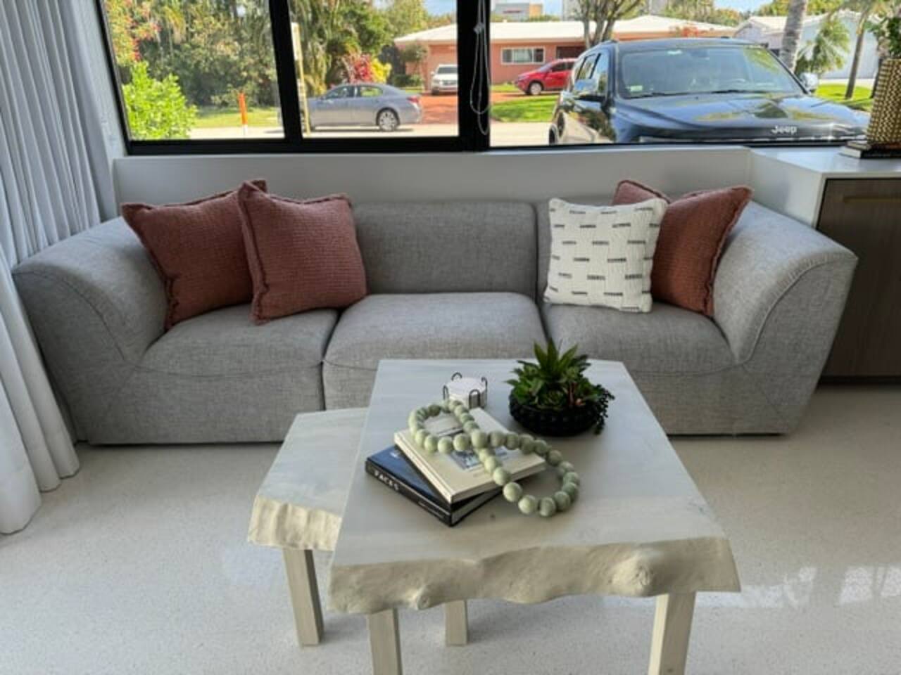 A cozy sofa to unwind at the end of the day