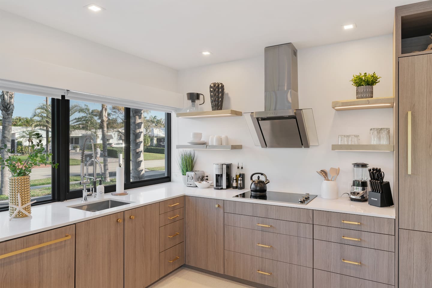 A peaceful private space where you can prepare meals and enjoy making coffee.