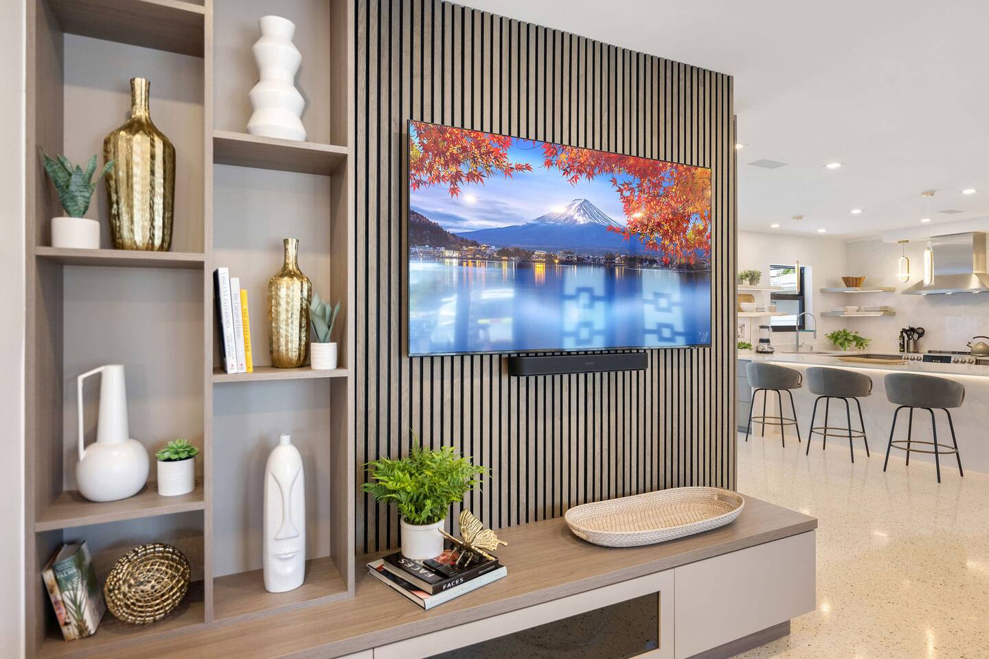An 80" Smart TV with Apple TV