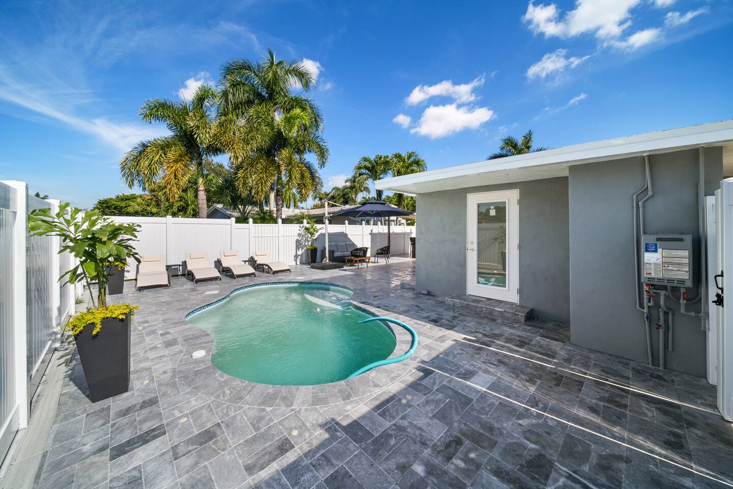 Pool side and exterior bathroom
