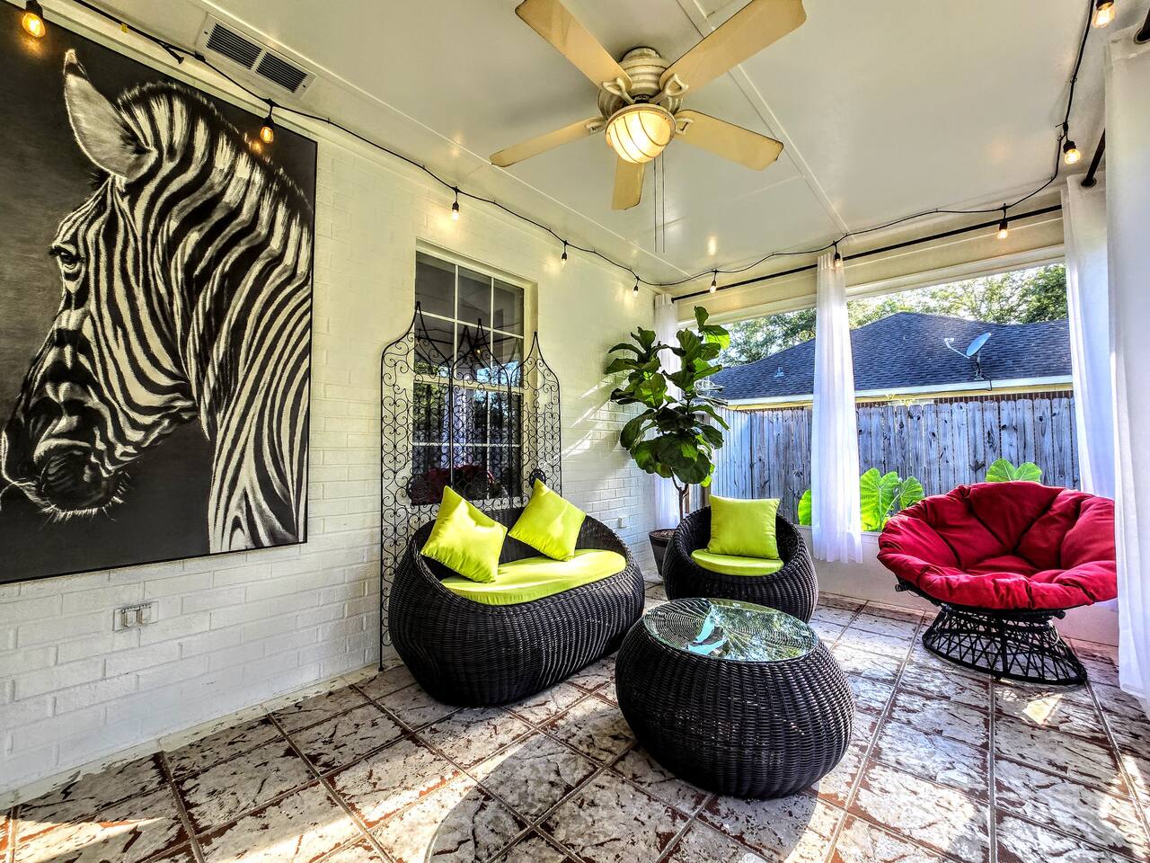 Full of light, tastefull decor, and its own TV; this is perhaps the most enjoyed space of the home!