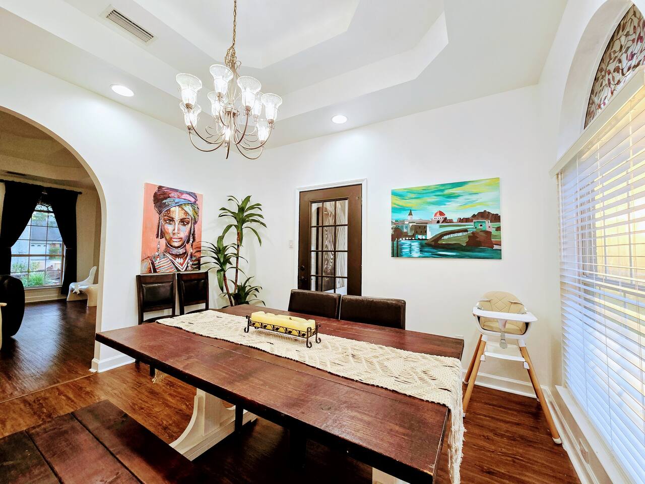 Welcome the morning with your favorite cup of joe or gather with family in this warm dining area full of natural light.