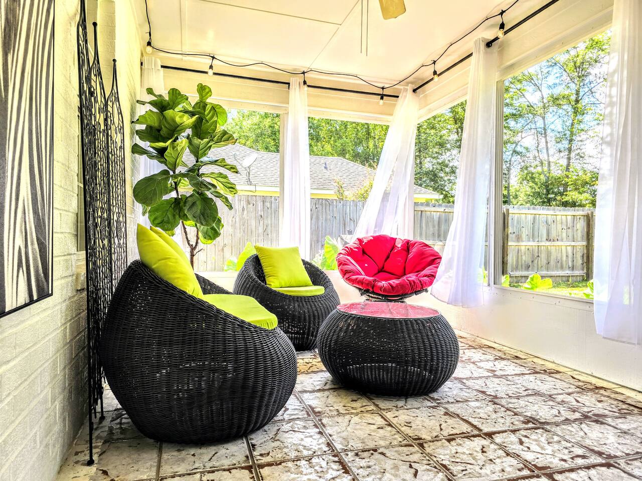 Full of light, tastefull decor, and its own TV; this is perhaps the most enjoyed space of the home!