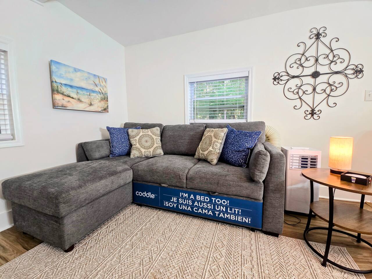 This multi purpose room has a queen sized sofa bed and en suite bathroom!