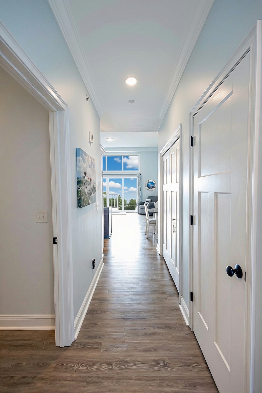 From the moment you enter, the space calls you to enjoy the view from the deck beyond the living room.