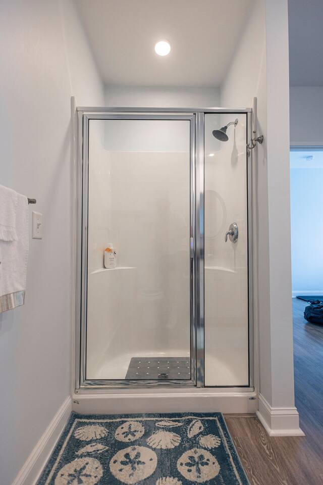 Large spacious shower.
