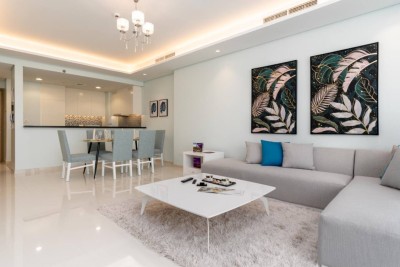 Living area with contemporary furnishings