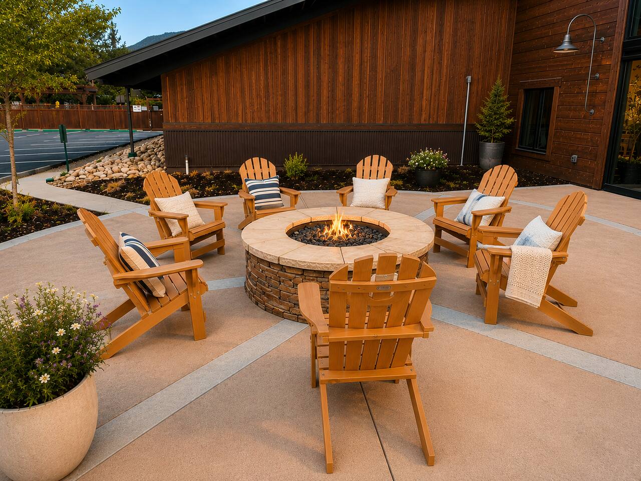 Gather around the outdoor fire pit with comfortable seating—perfect for cool Park City evenings.
