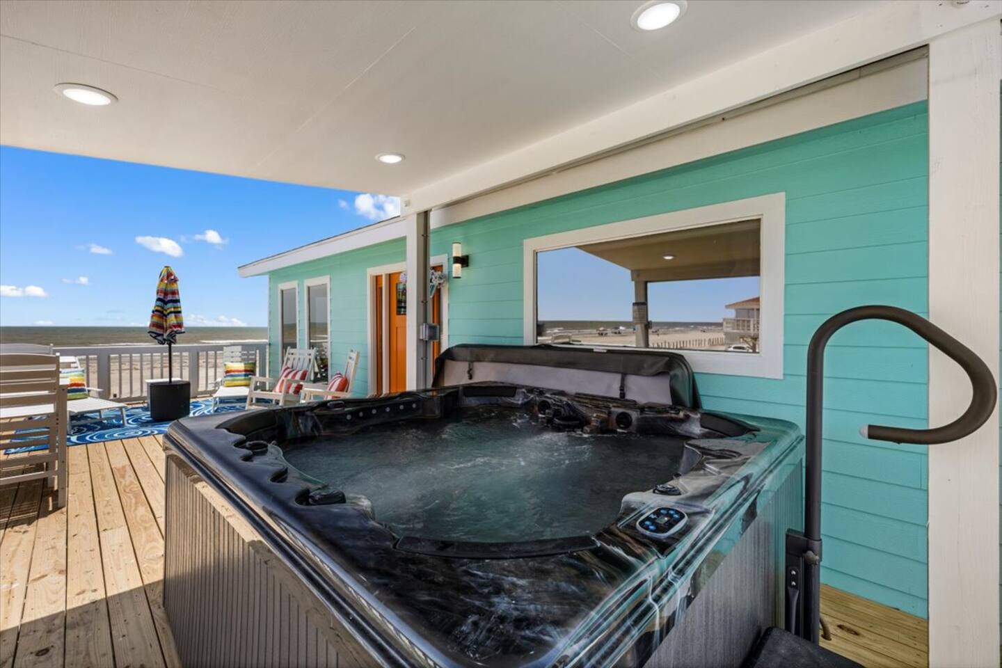 Eight-person hot tub with ocean views