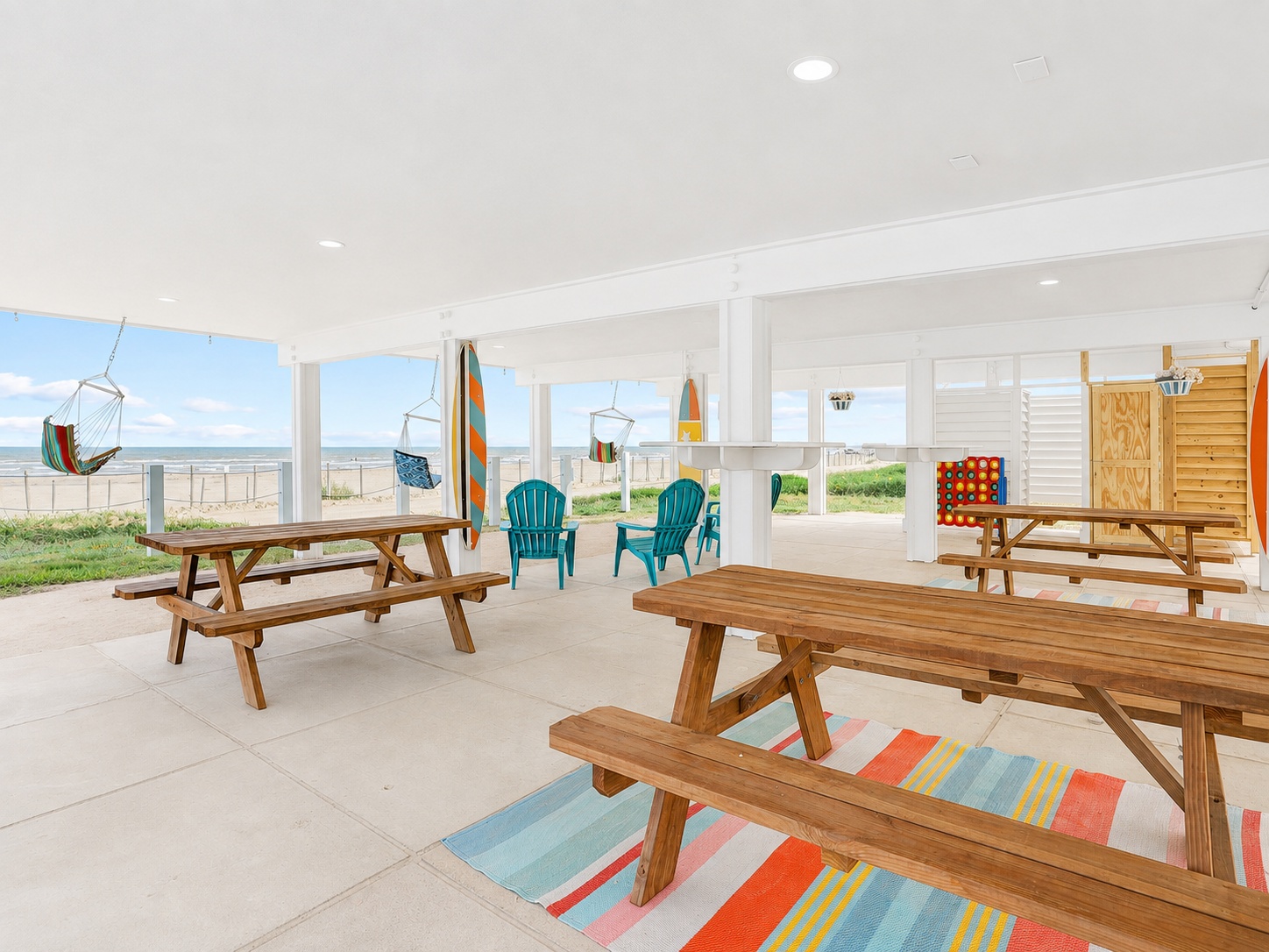 Outdoor seating under the pavilion