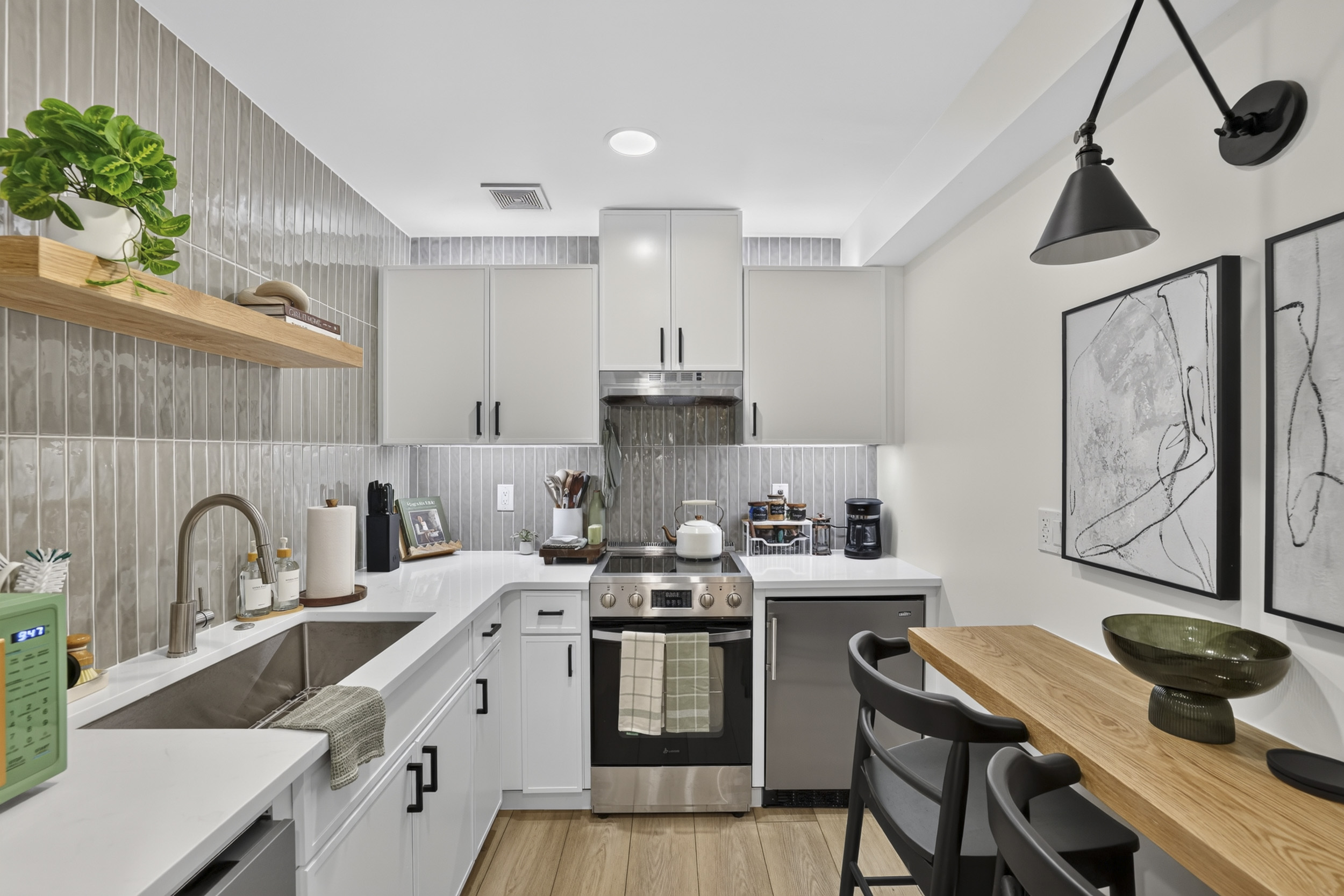 Stylish modern kitchen with breakfast bar and sleek finishes