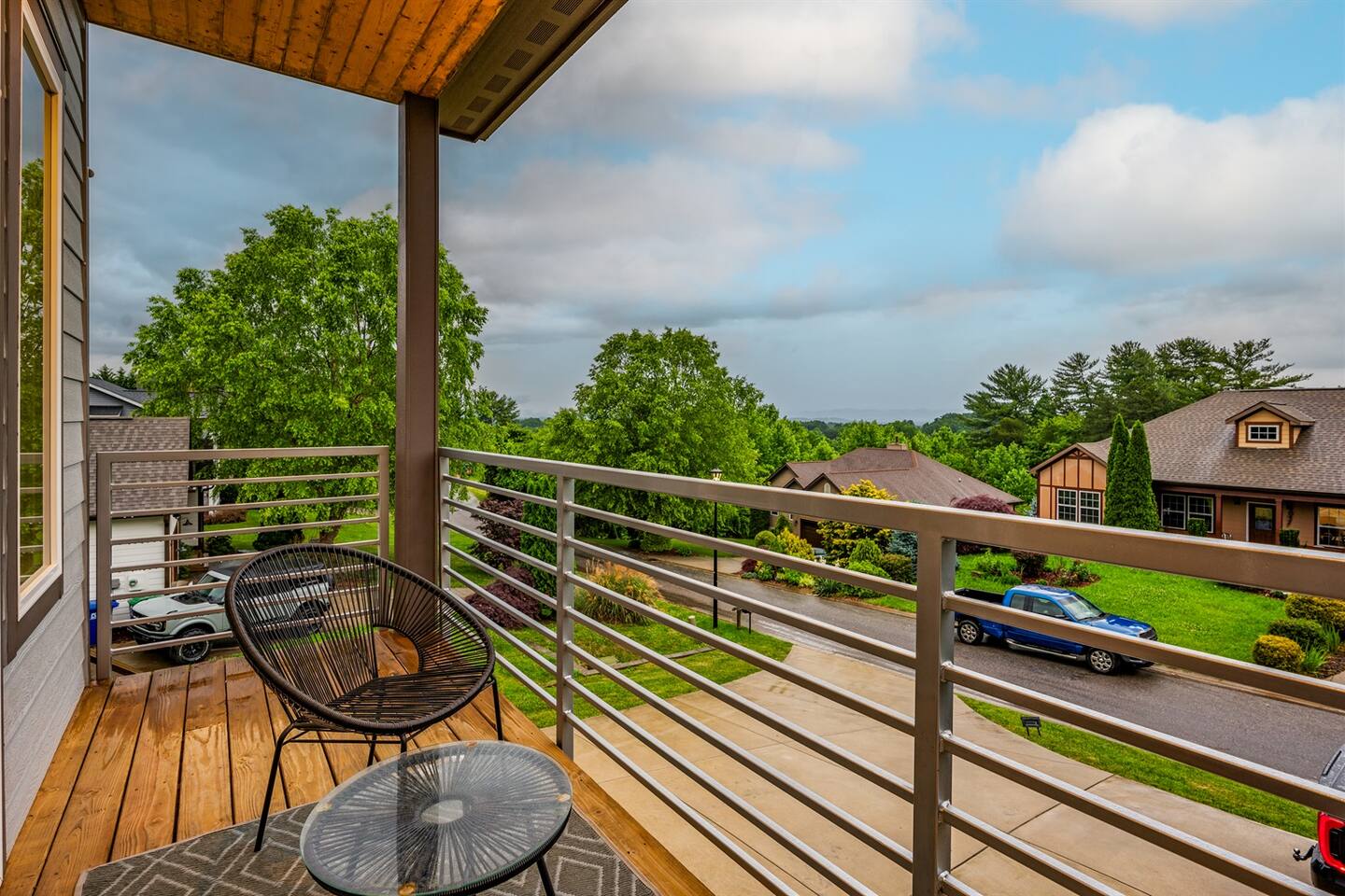 Long-range Smoky Mountain views from the front patio