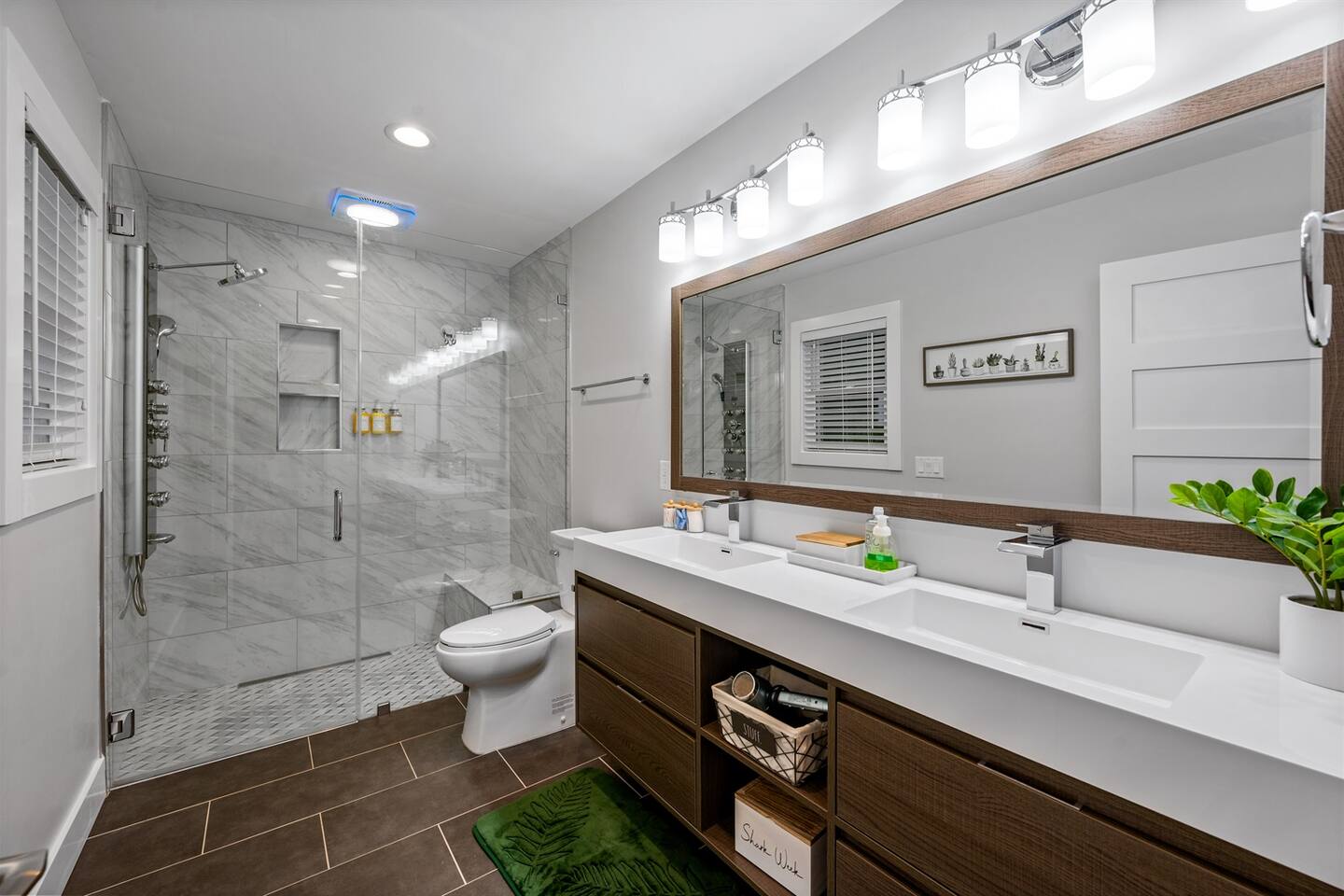 Spa-like master bath with dual sinks