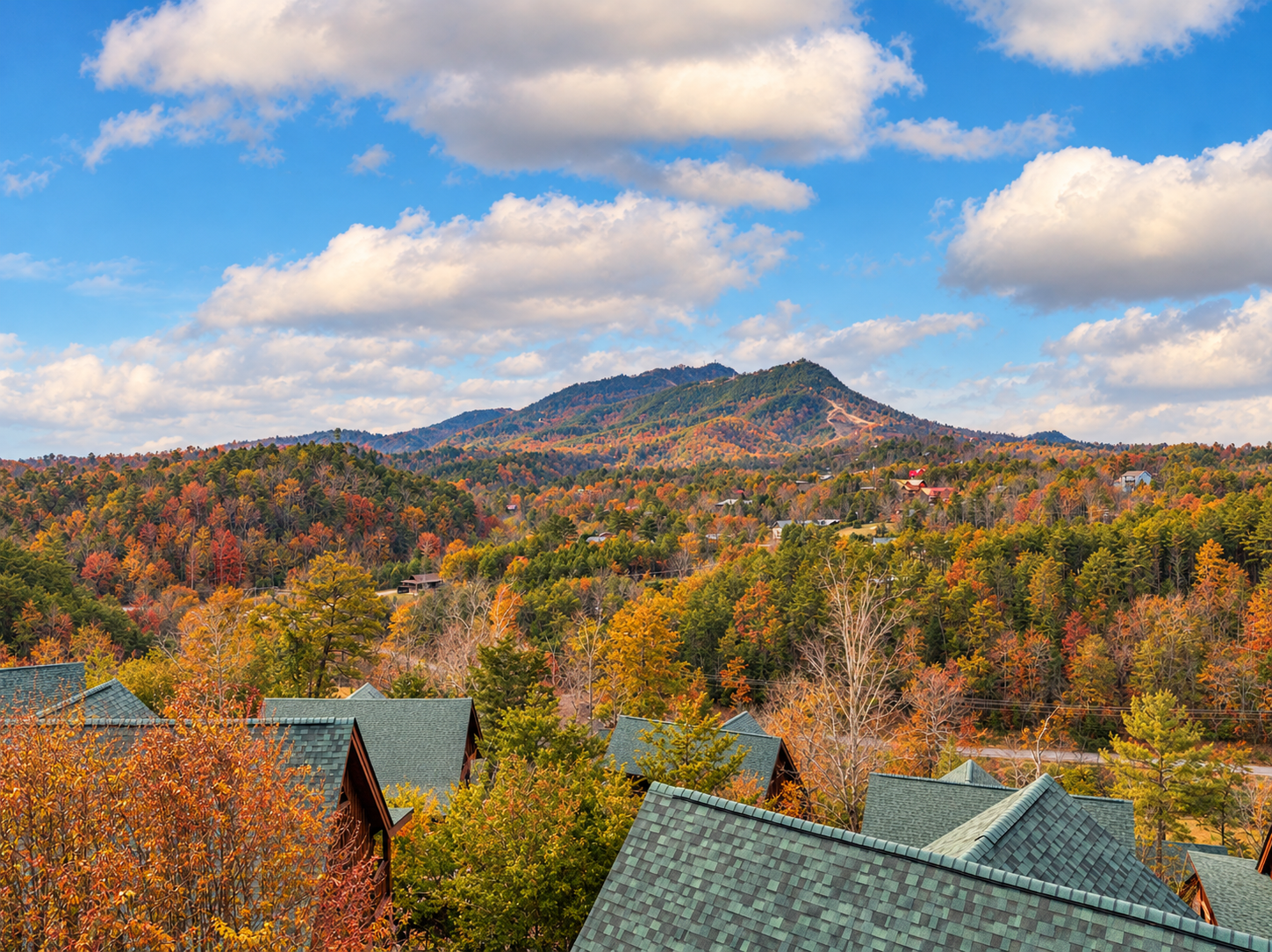 Sweeping mountain views and vibrant fall colors from the cabin retreat