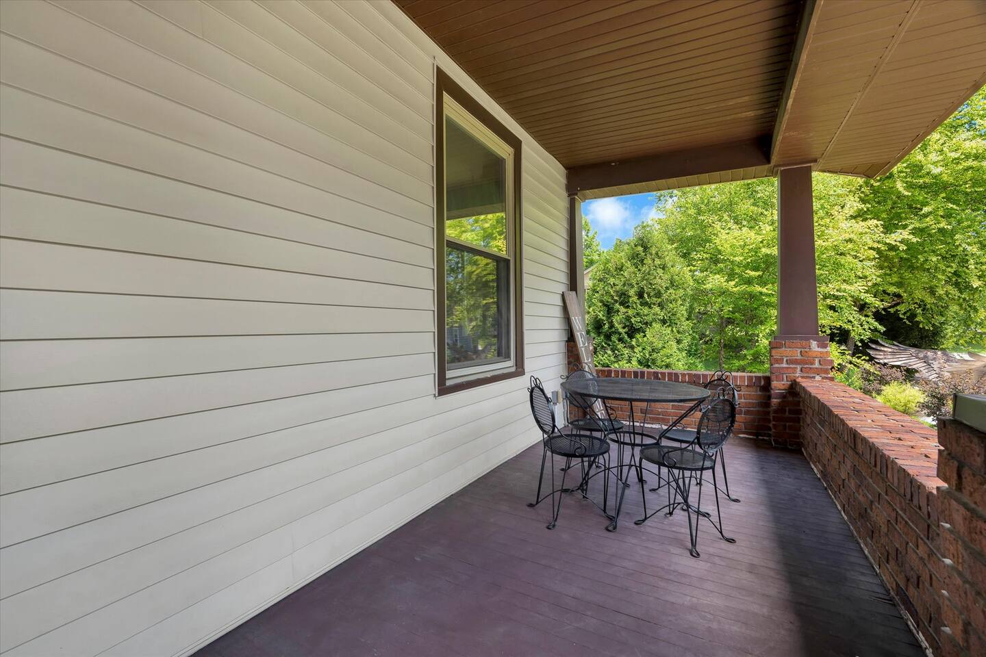Bistro set on covered front porch