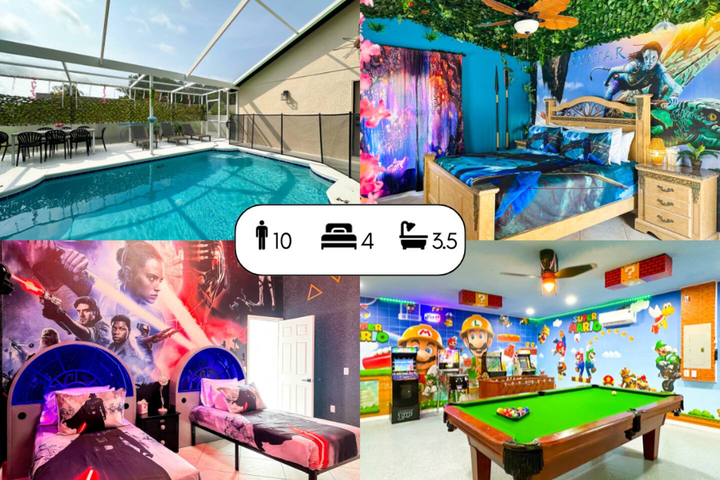 Themed house with private Game Room and Pool 23931