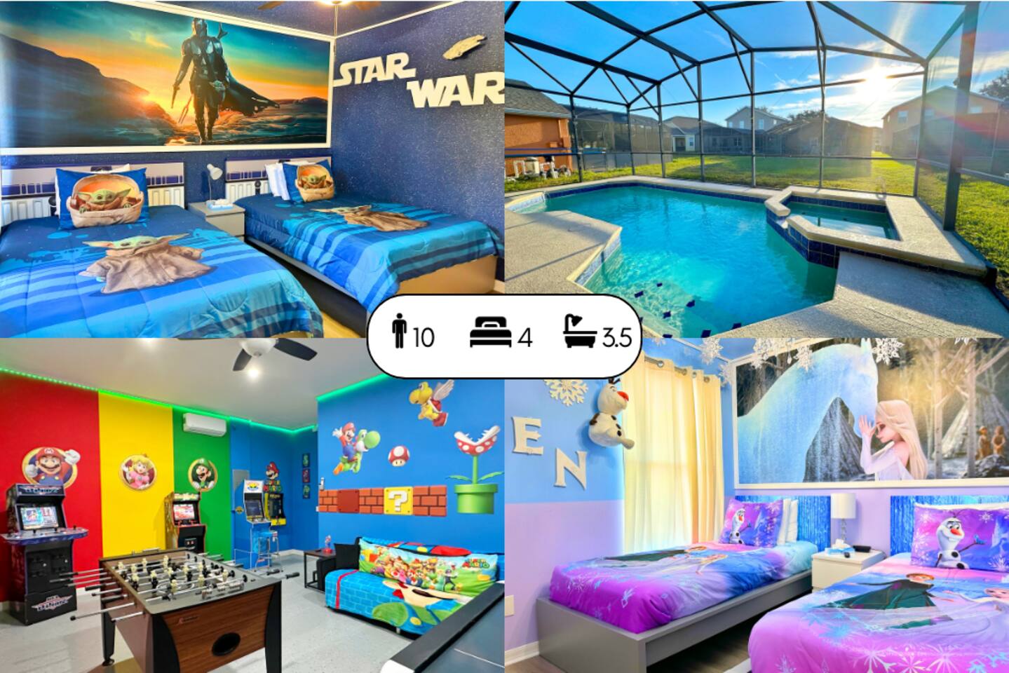 Amazing Thematic Home Pvt Pool-SPA/Game Room 21231