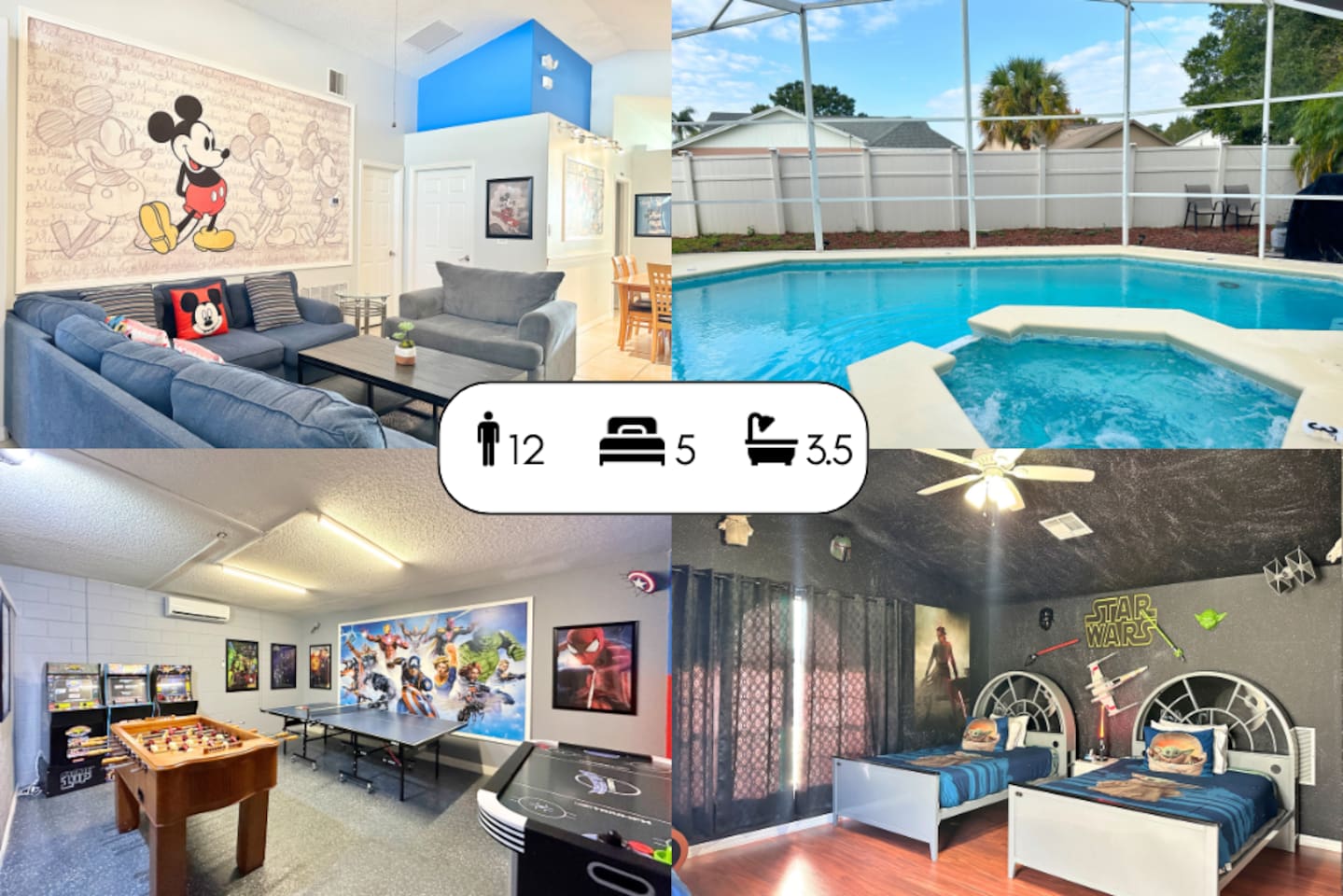 Amazing Thematic Home Pvt Pool/SPA/Game Room 21081