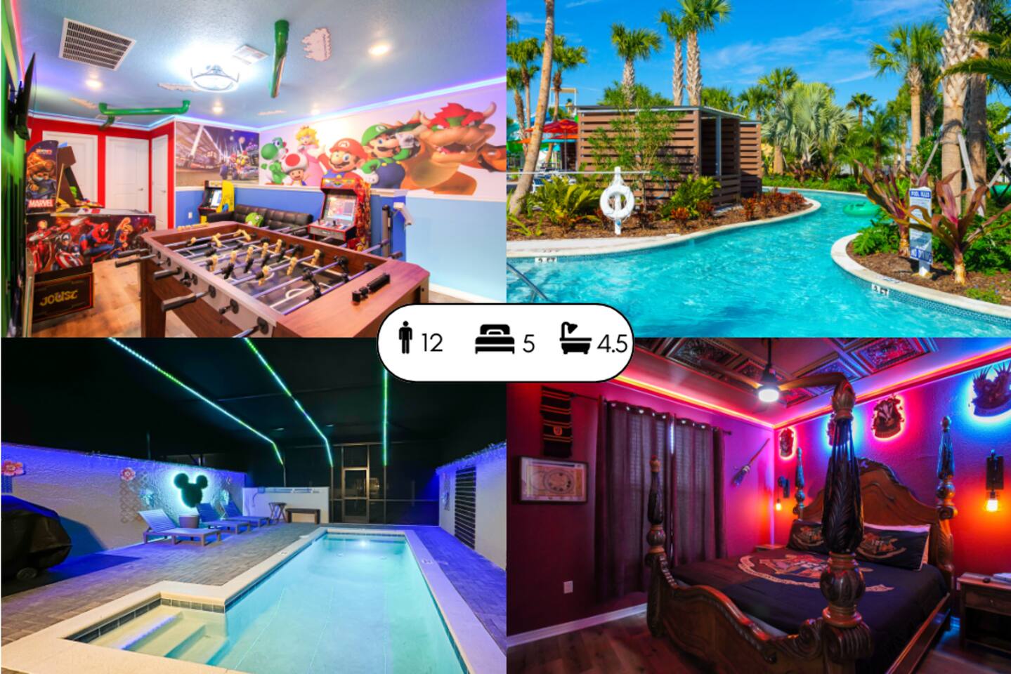 No Airbnb Fees! Thematic w/ Pool/ Game Room 242781