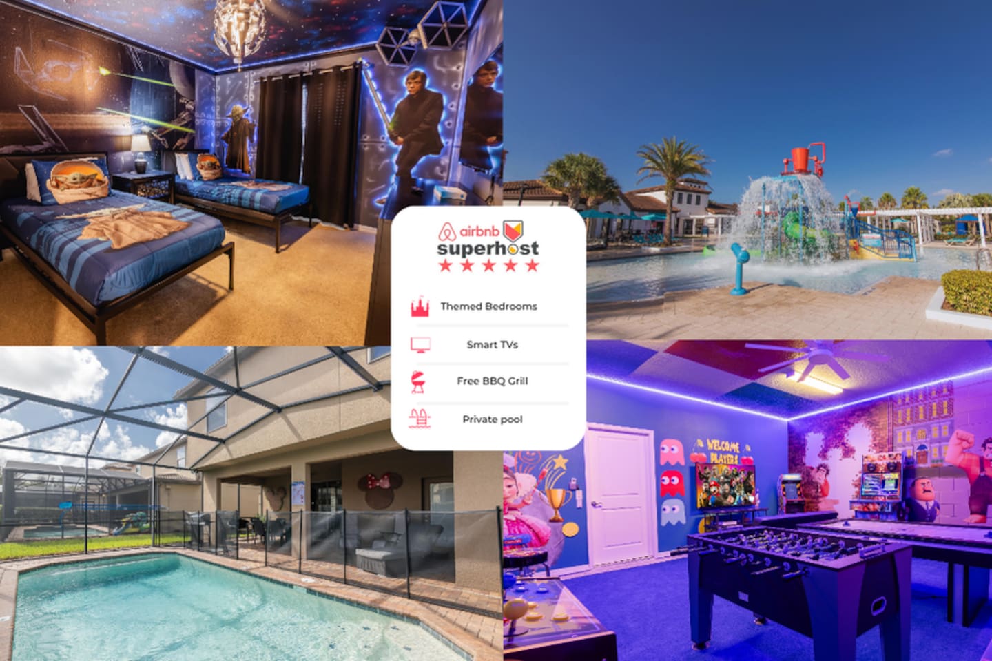 No Airbnb Fees ! Themed Pvt Pool/ Game Room 221091