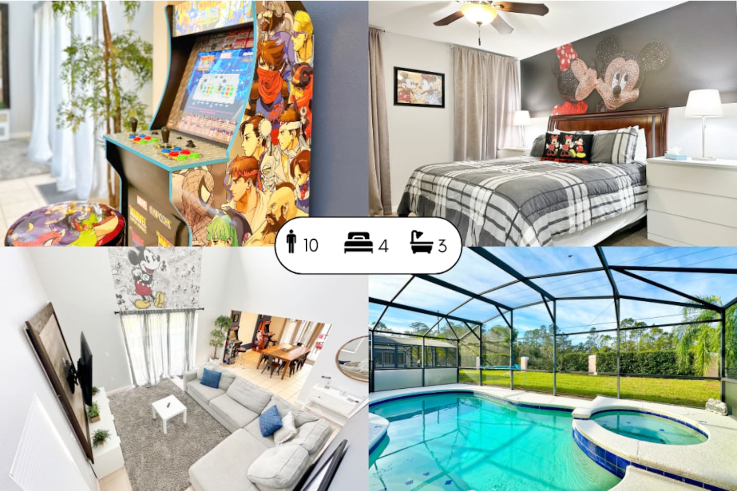 No Airbnb fees!Themed House/Pool/Spa/Arcades 21851