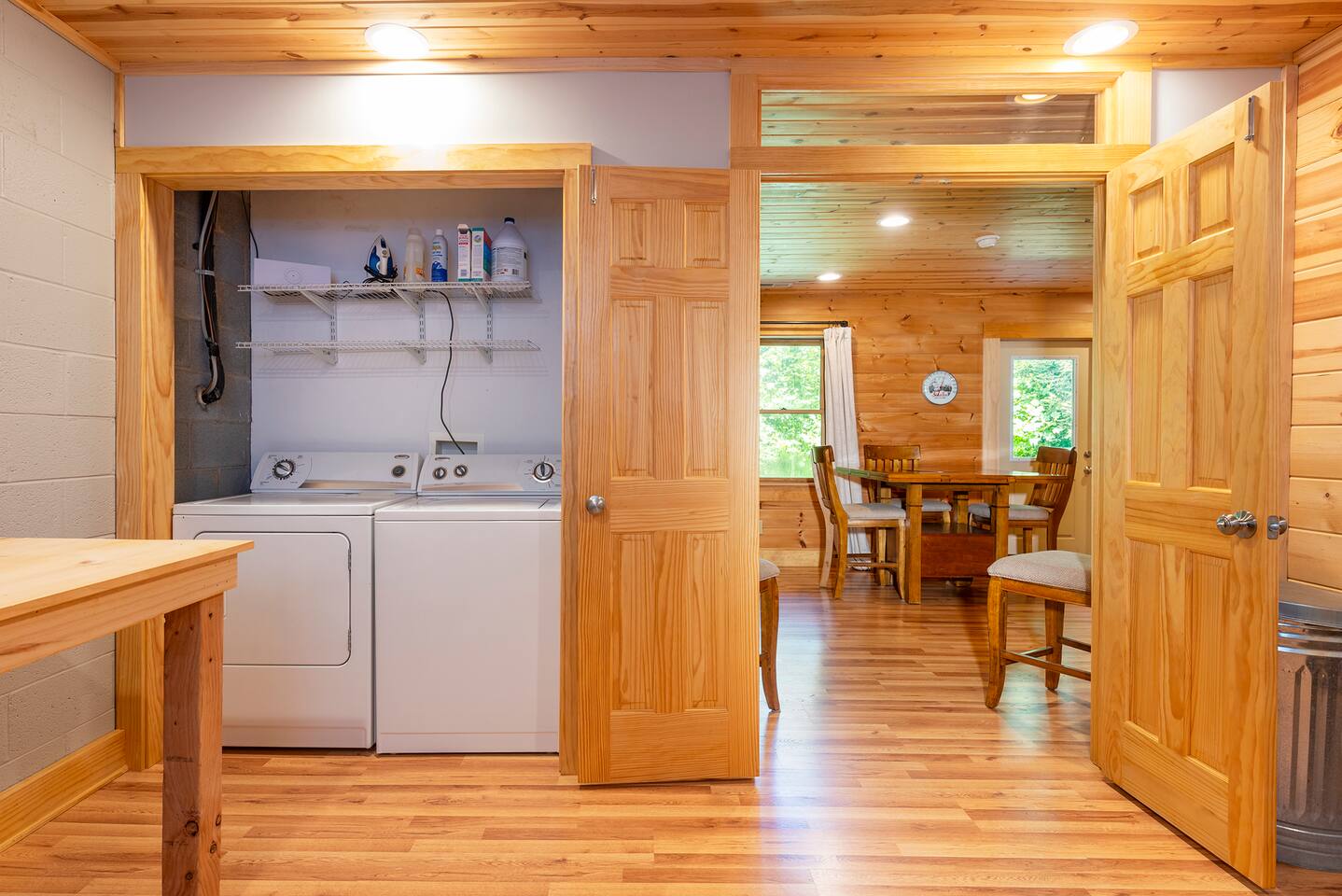 Along with full size washer & dryer, large table for folding laundry