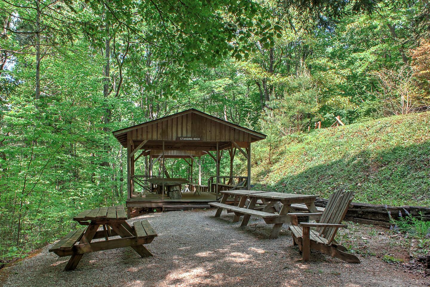 Waterfall park gathering area, a great place for groups to picnic