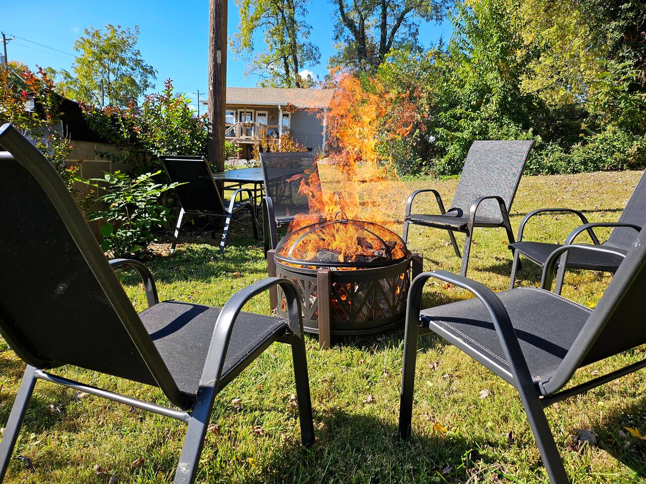 Enjoy the private backyard for dining, relaxing or the fire pit. The BBQ is just a few feet away.