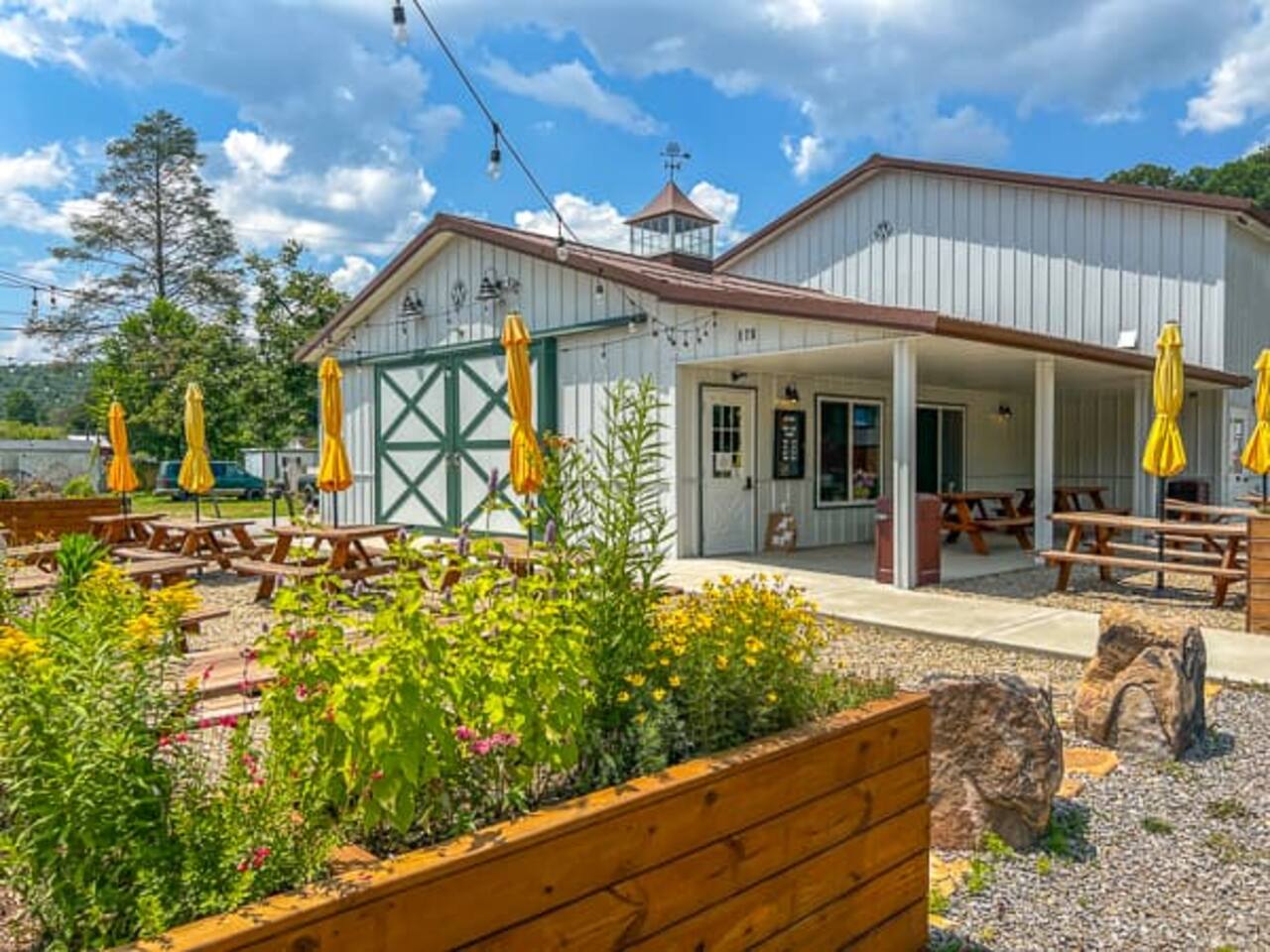 Whaley's Farm Brewery has rotating food trucks and beautiful garden picnic tables right in downtown Old Fort.  This local brewery has some of the most delicious and unique beers.