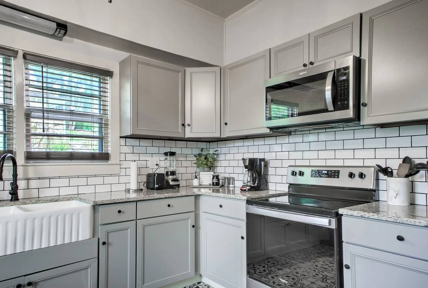 Not the typical AirBnB kitchen,  everything you need for real meal preparation is here.