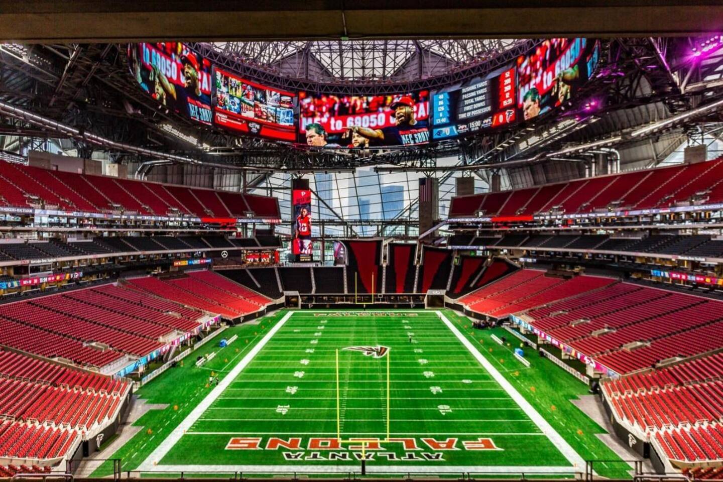 Visit Mercedes-Benz Stadium, home of the Atlanta Falcons and Atlanta United, located less than 4 miles away.