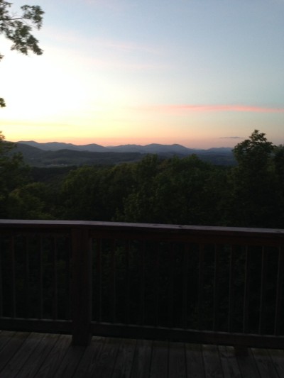 Private deck with stunning mountain sunset views