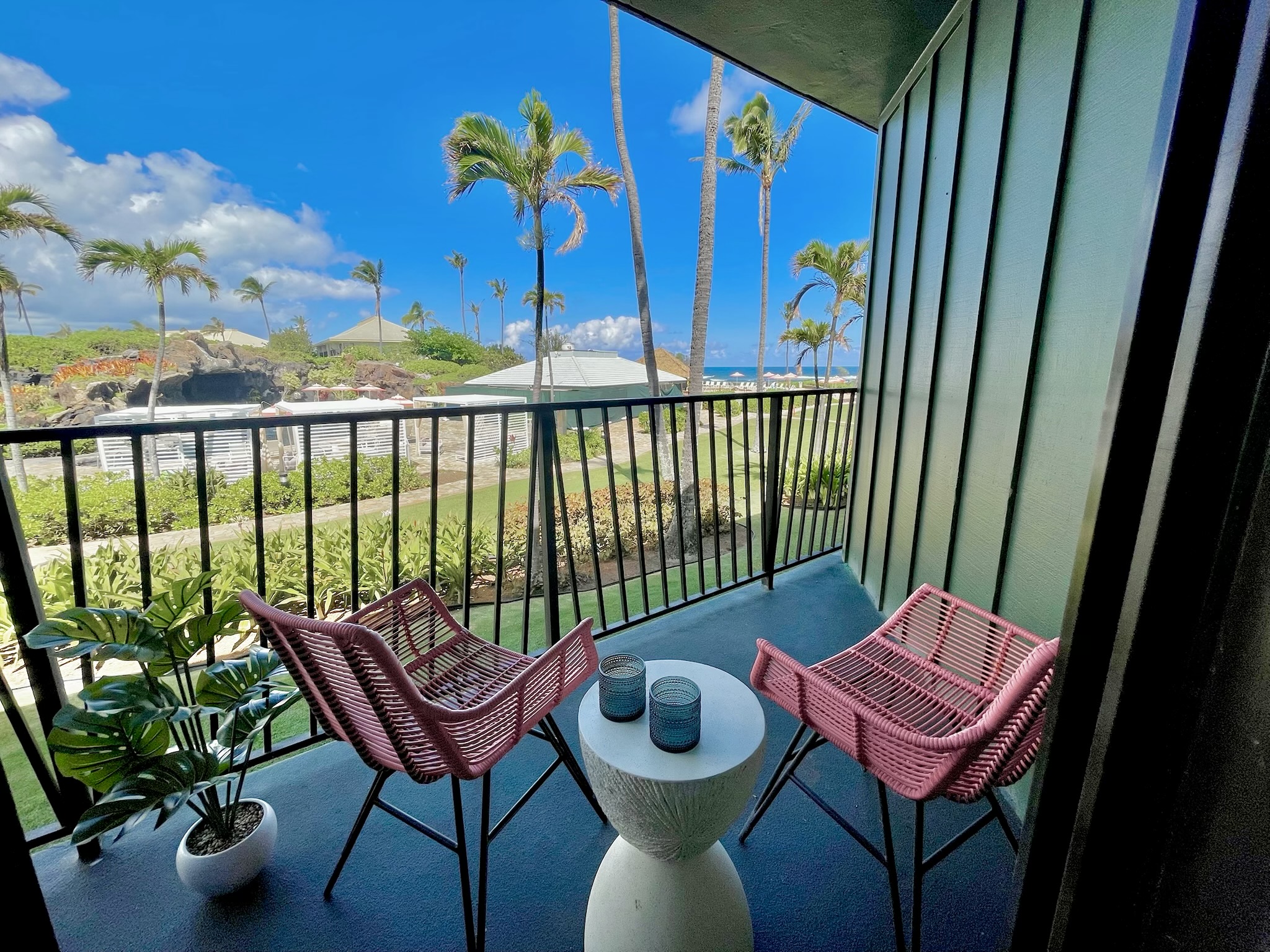 Proudly managed by CaliKauai Homes - The Nalu Suite enjoys full Outrigger resort access with customized boutique coastal-chic interiors. Private tropical lanai with ocean views and stylish outdoor seating.