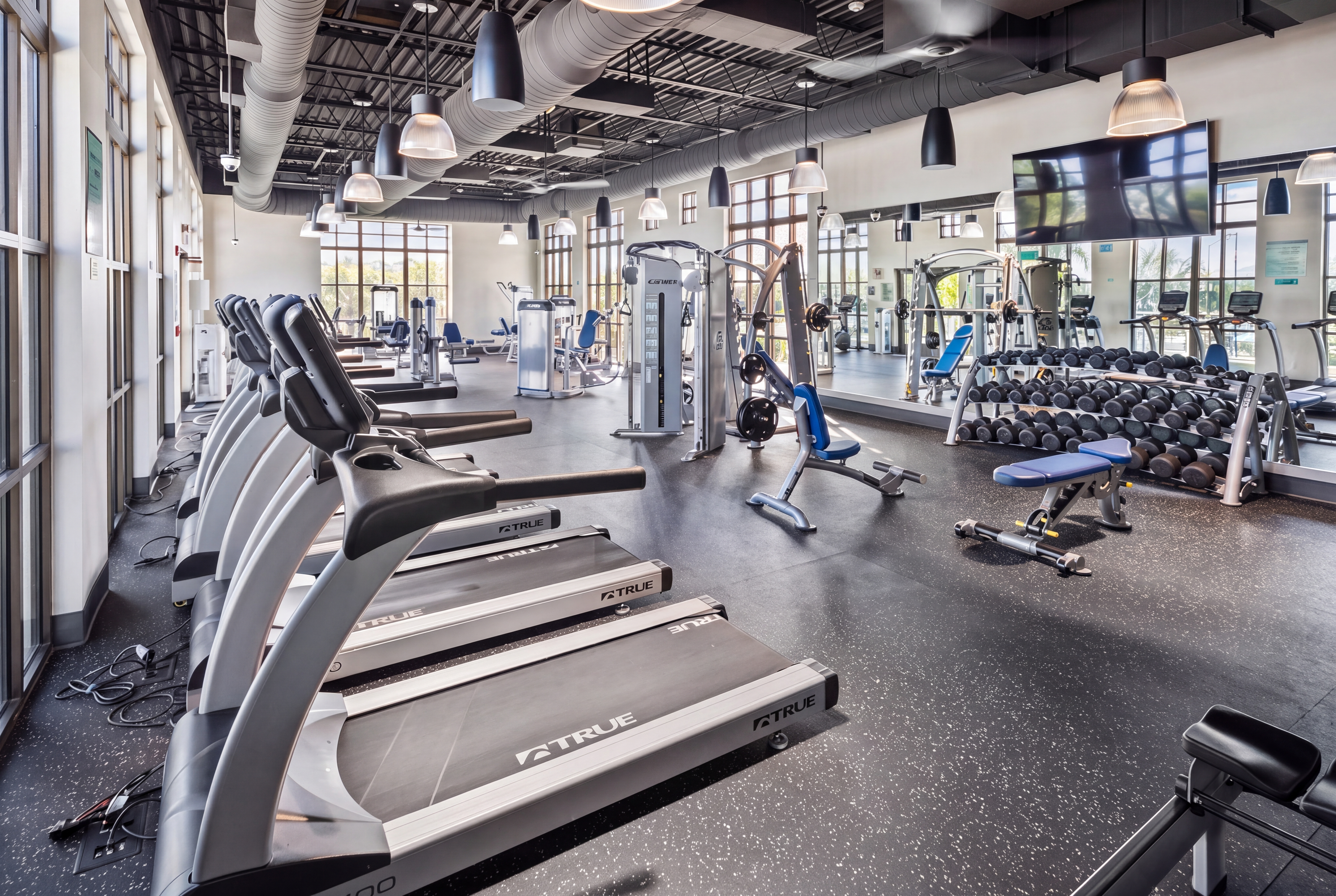Free Access to Solara Resort Fitness Center. Bright, fully equipped fitness center with cardio, weights, and TVs