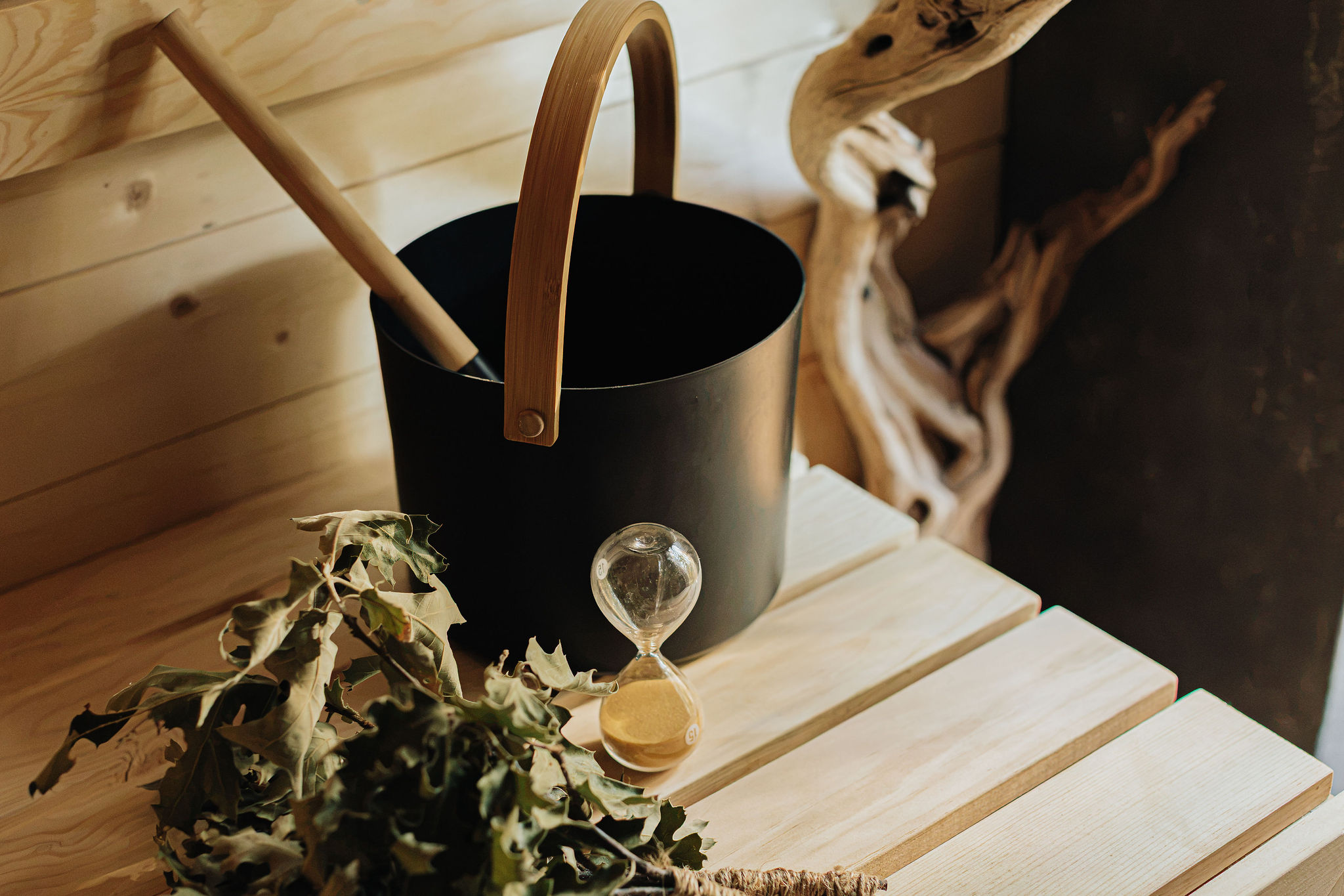 Inviting wood sauna with spa details for a relaxing wellness escape