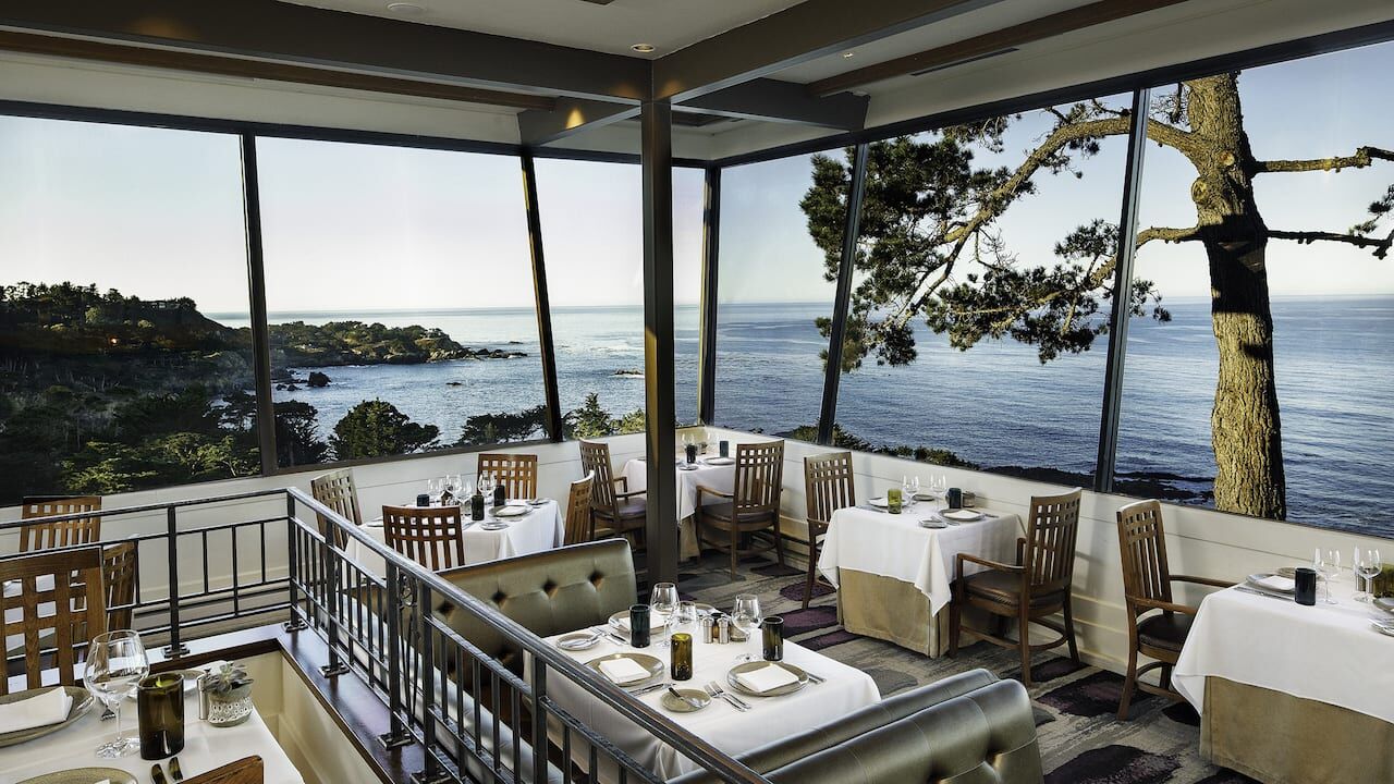 Elegant oceanview dining room with panoramic coastal views
