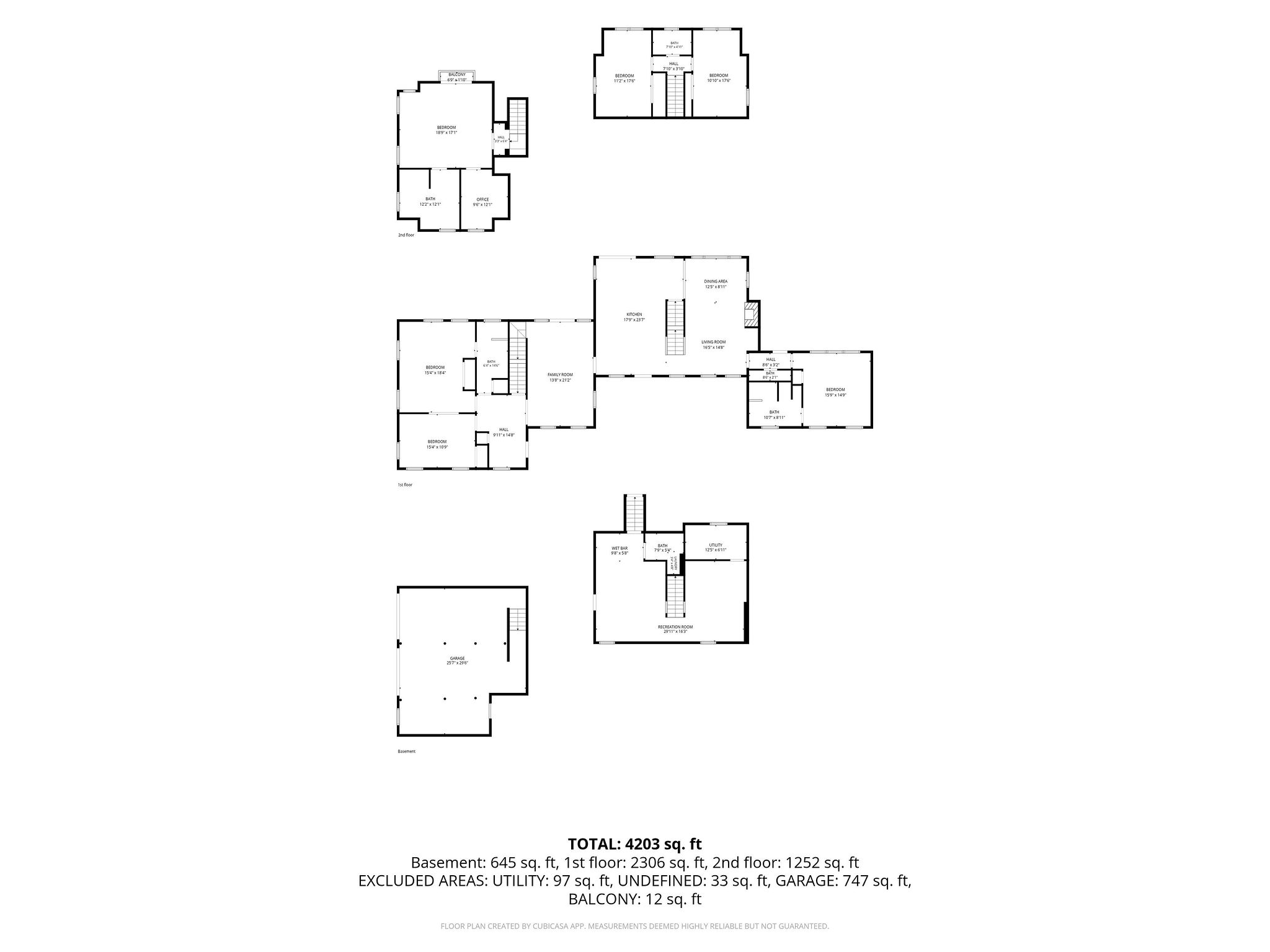 Spacious 4,203 sq. ft. multi-level home with garage, basement, and balcony