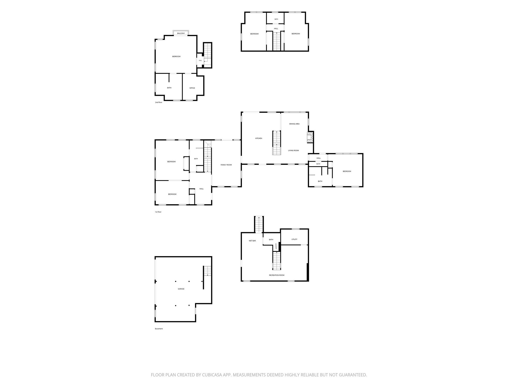 Multi-level floor plan showcasing the home’s spacious layout