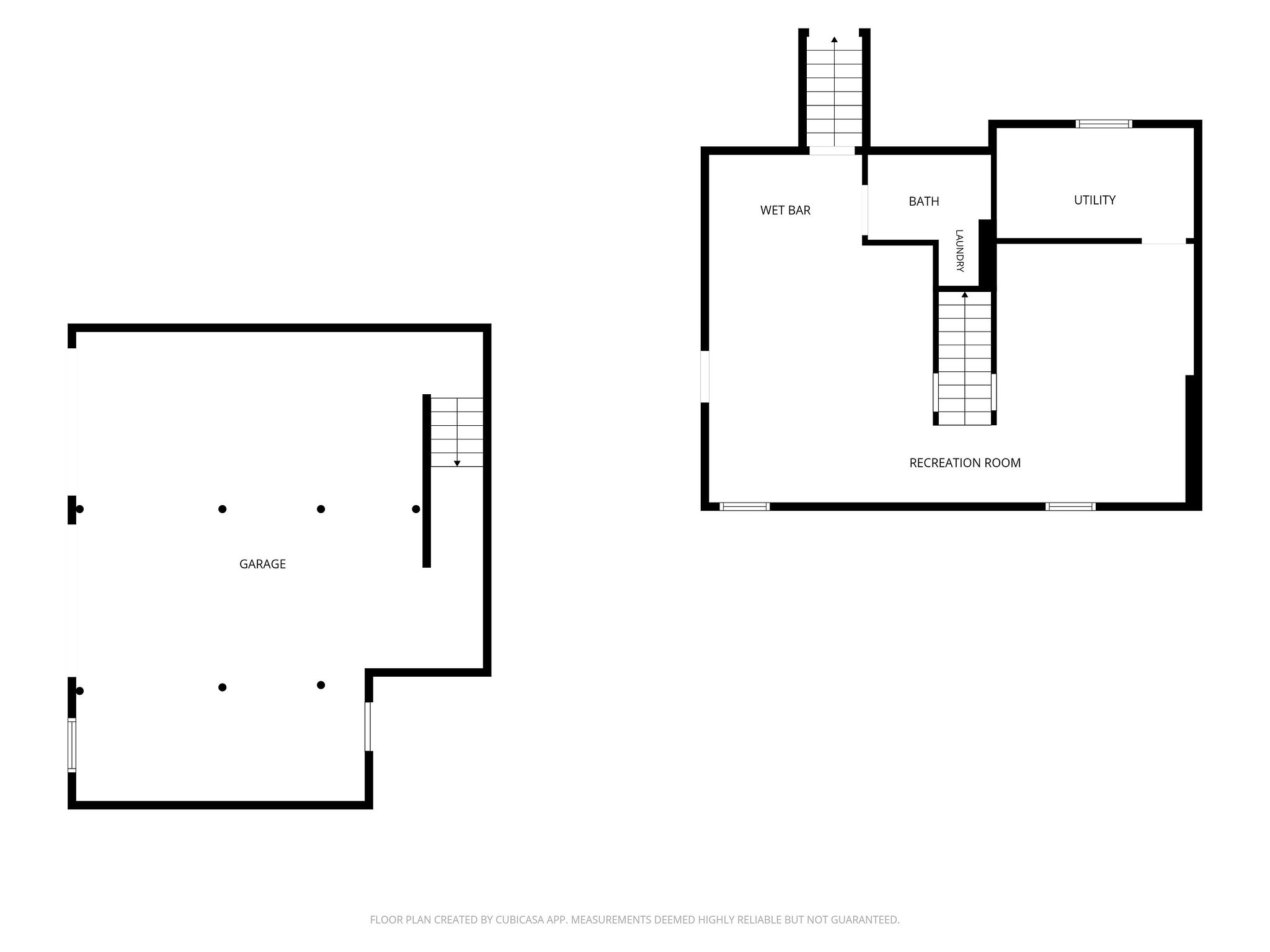 Spacious lower level with rec room, wet bar, bath, and large garage