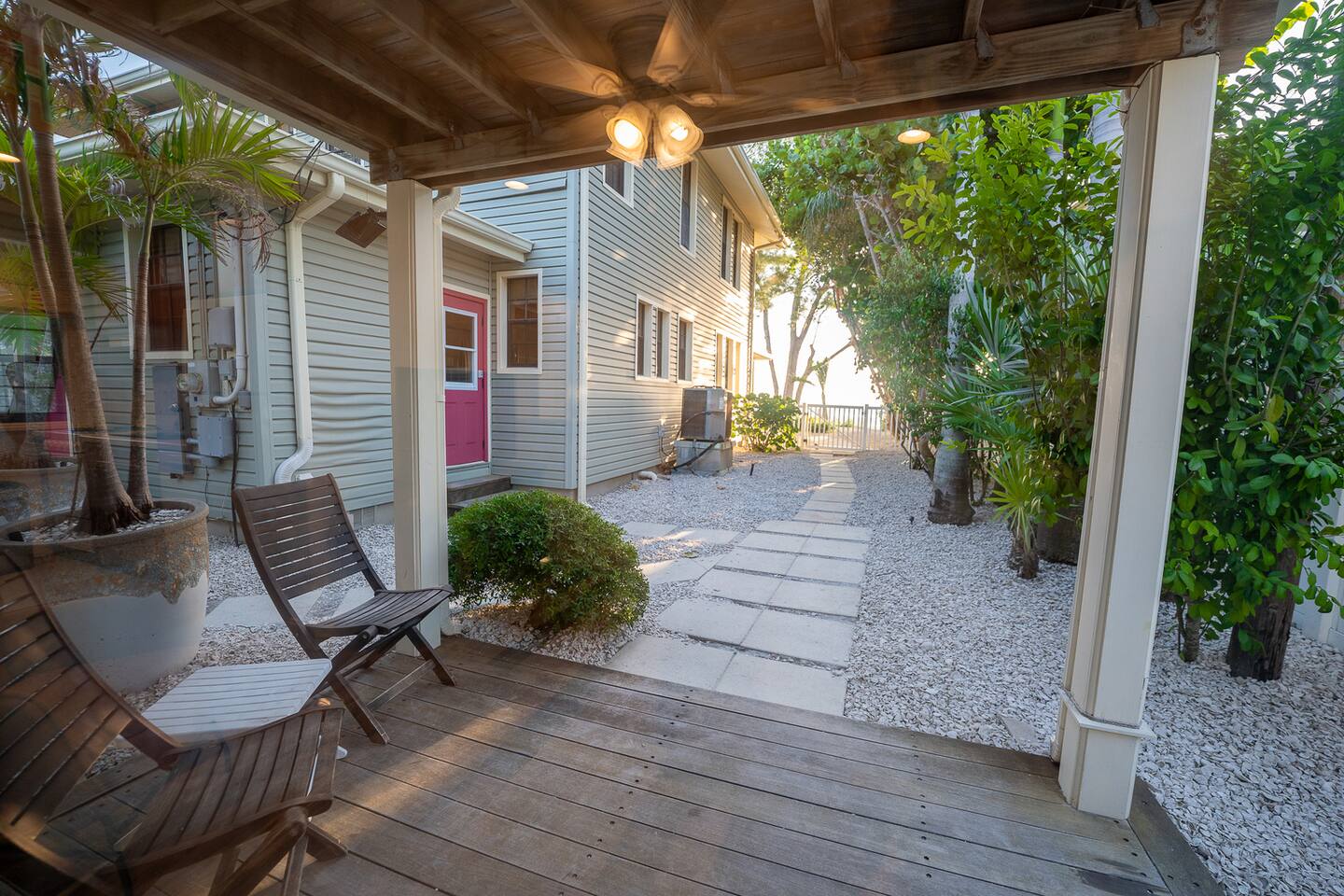 Enjoy the seating outside at Unit A