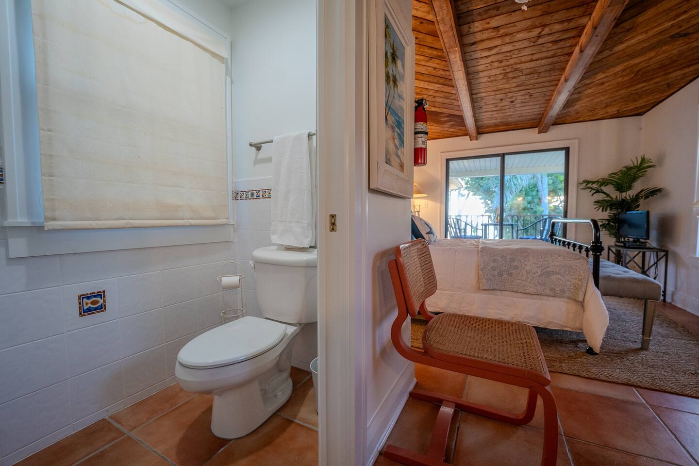 Unit B is a studio that includes a Queen bed, bathroom and balcony