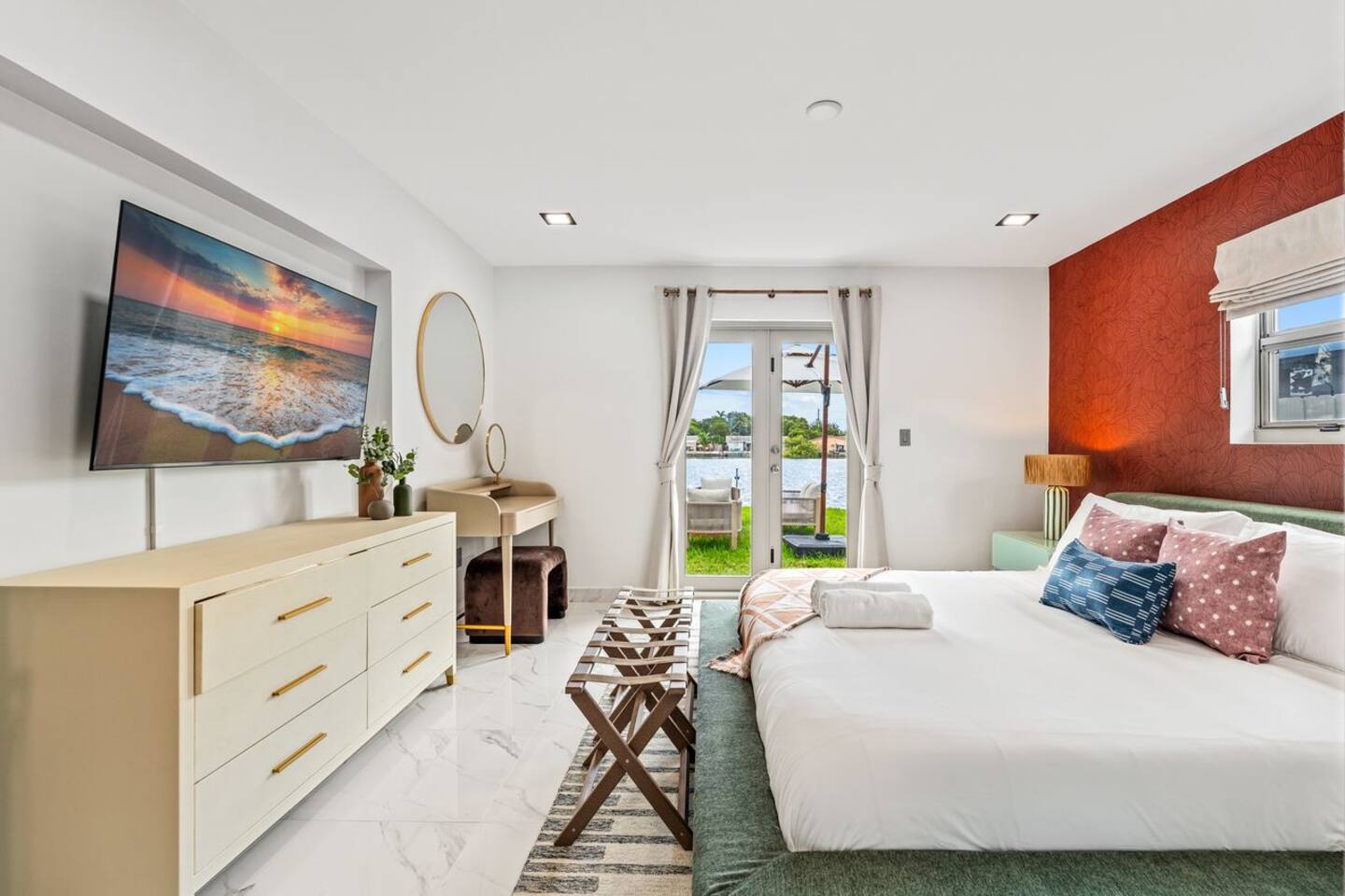 Come back and relax in Bedroom 1, where the king-size bed offers plenty of space to stretch out and settle in for the night.