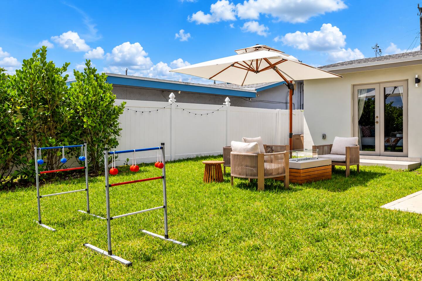A stylish outdoor retreat made for relaxing day or night.