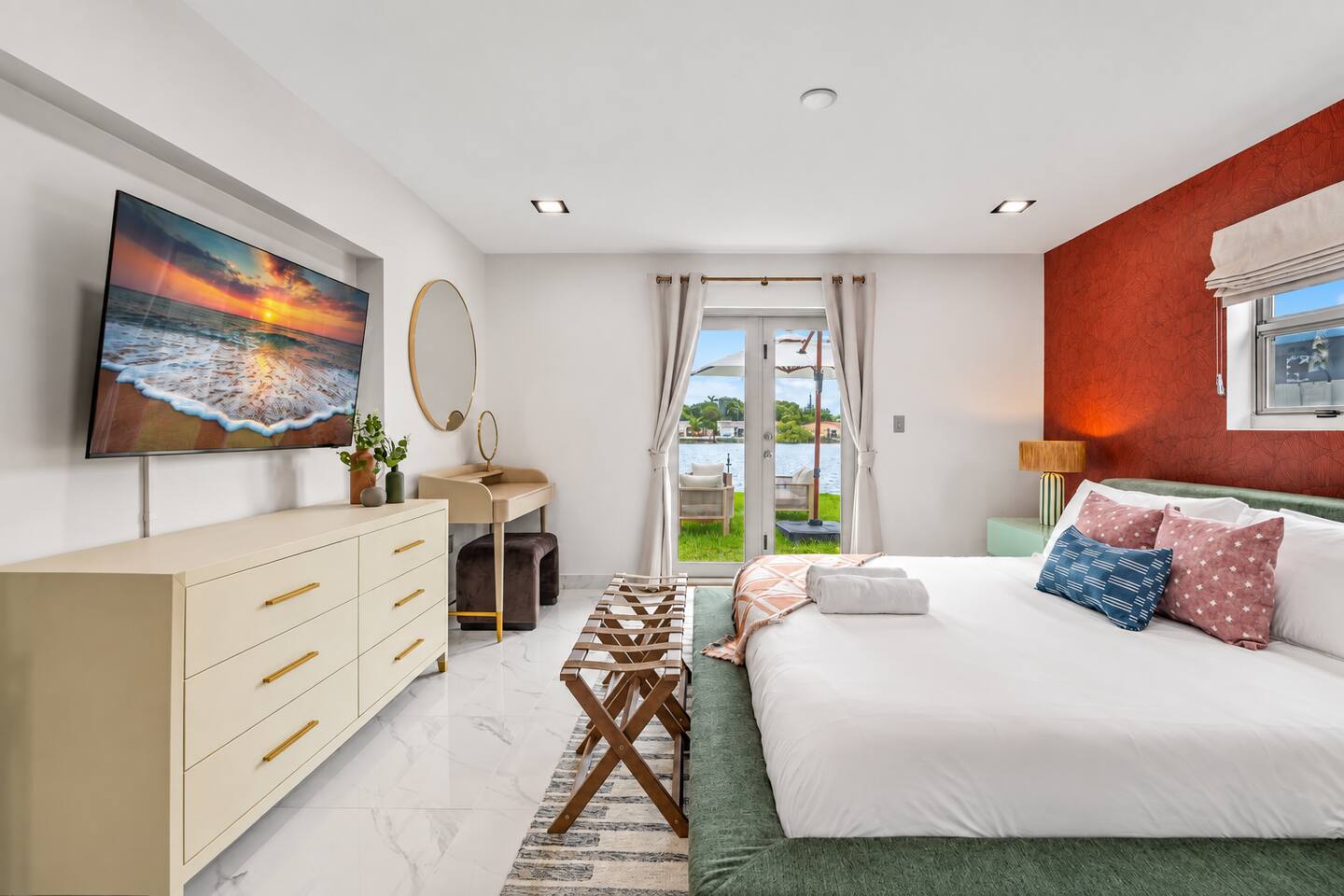 Come back and relax in Bedroom 1, where the king-size bed offers plenty of space to stretch out and settle in for the night.