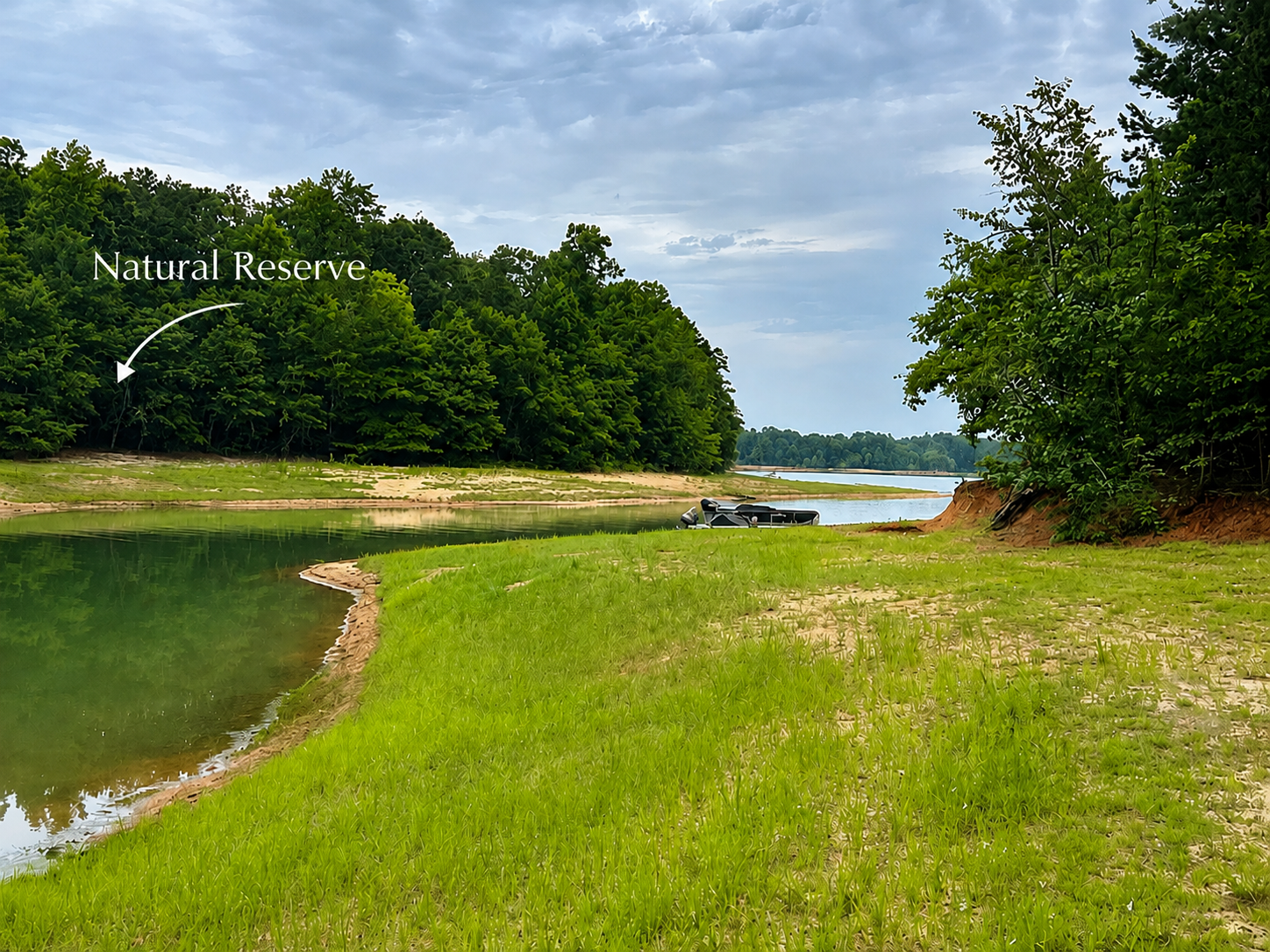 Peaceful waterfront escape beside a scenic natural reserve