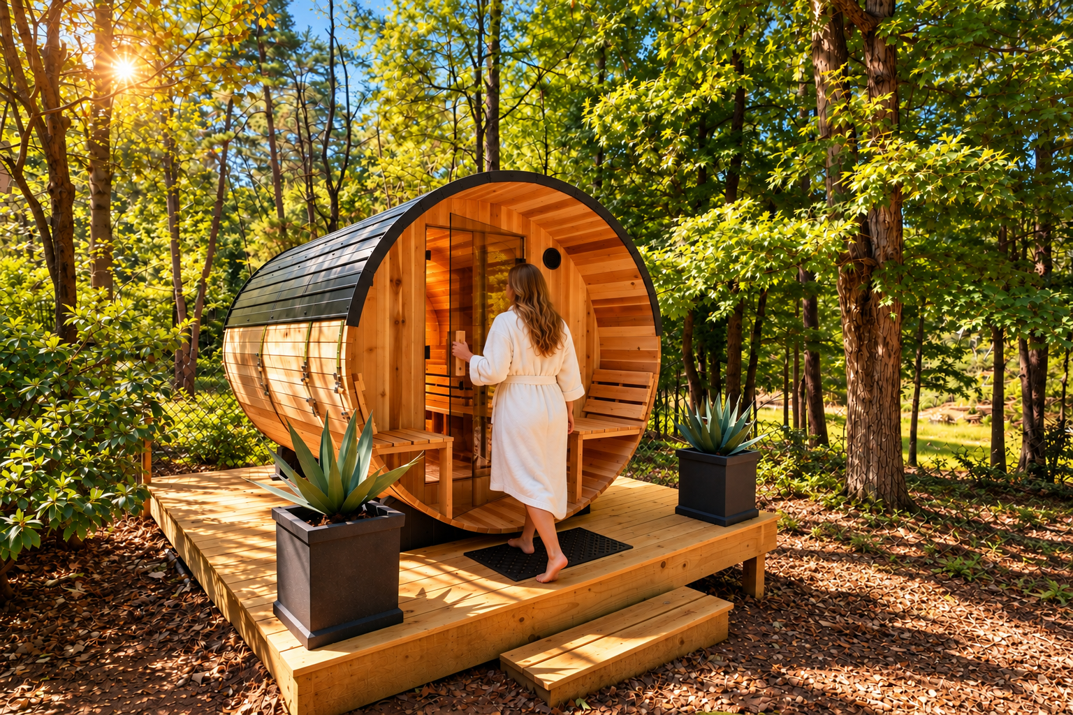 Step into your own private wellness retreat. Our cedar barrel sauna offers a peaceful escape among the Carolina woods—warm up, unwind, and let the rest of the world wait.